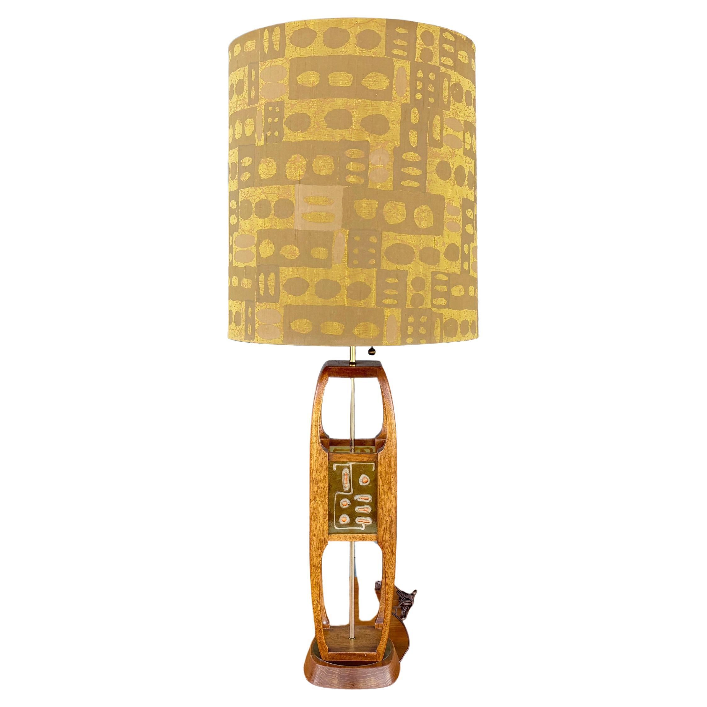 1960s Mid Century Walnut and Glass Table Lamp by Modeline For Sale