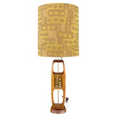 1960s Mid Century Walnut and Glass Table Lamp by Modeline