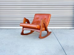 1960s Mid Century Walnut and Leather Rocking Chair by Adrian Pearsall
