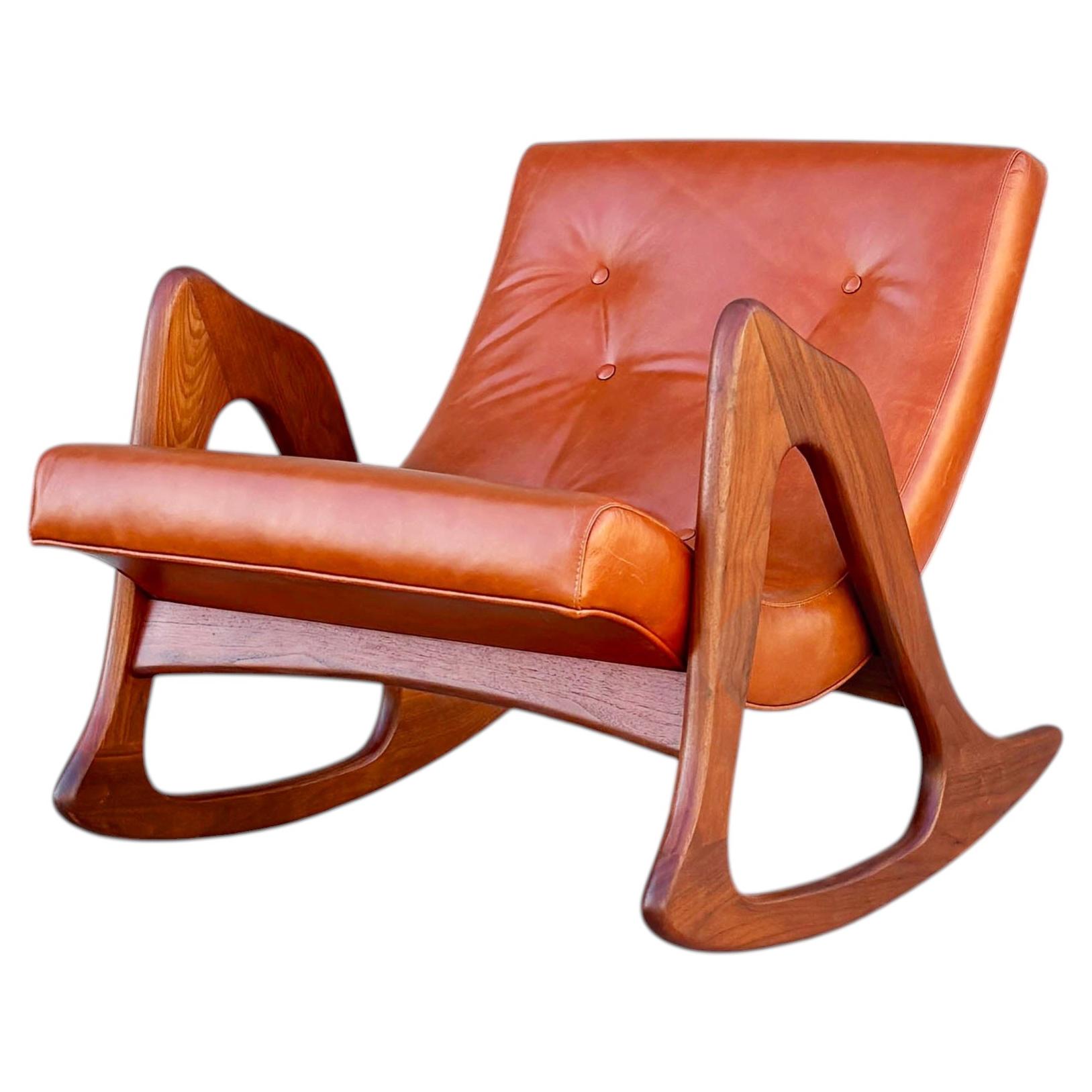 1960s Mid Century Walnut and Leather Rocking Chair by Adrian Pearsall