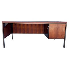 1960s Mid Century Walnut and Metal Executive Desk styled after Knoll