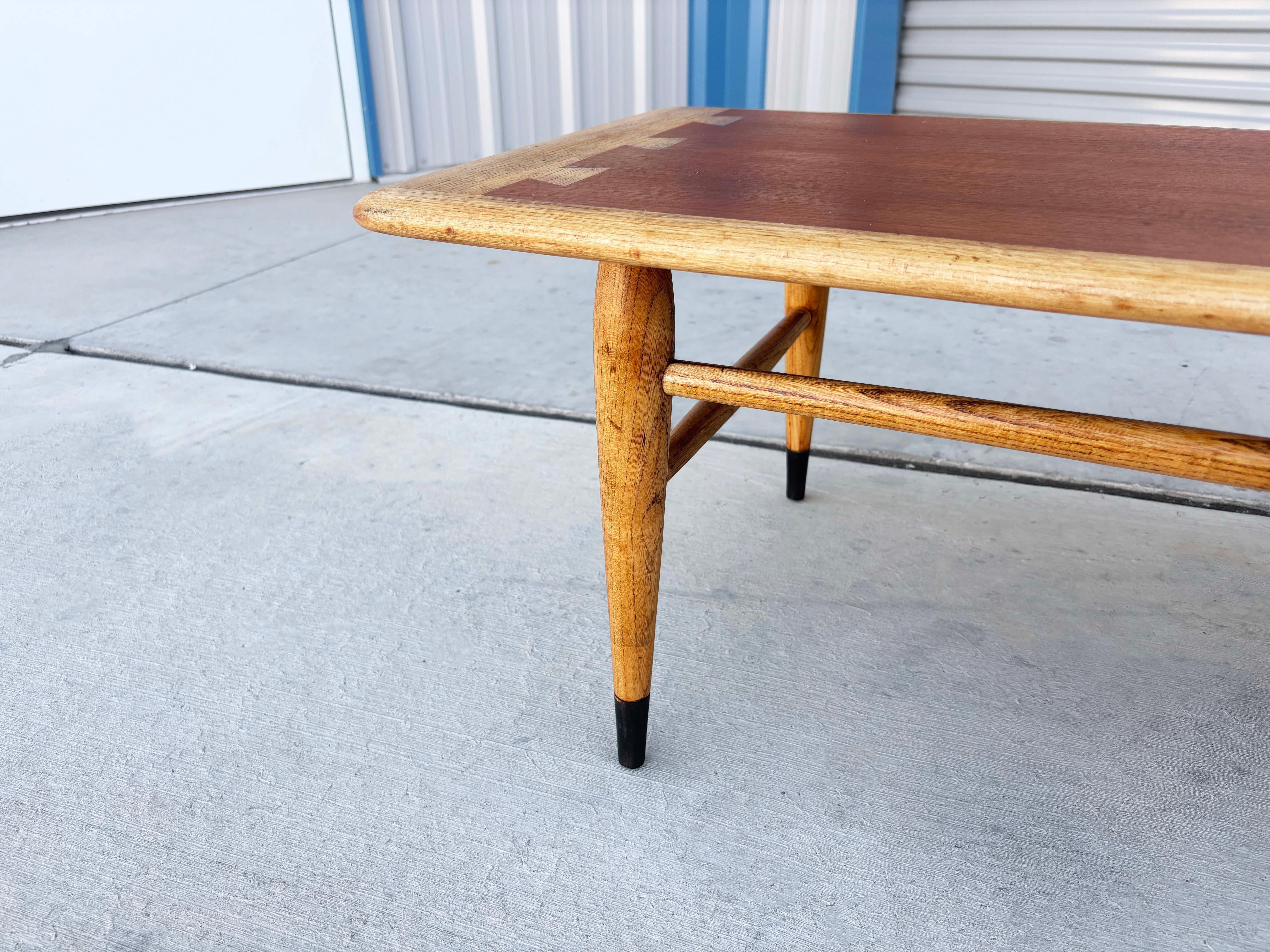 1960s Mid Century Walnut and Oak Coffee Table by Lane For Sale 5