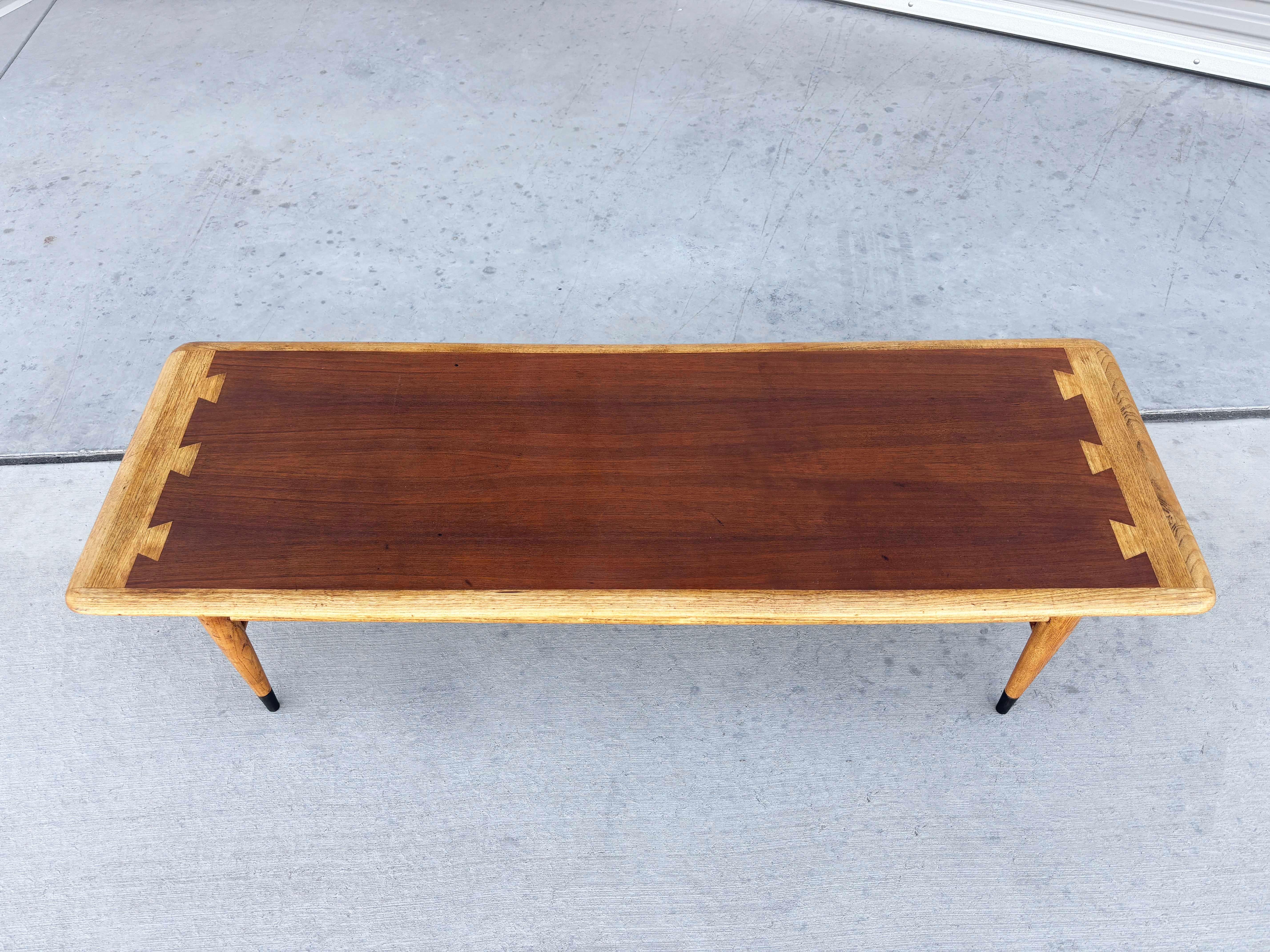 Mid-Century Modern 1960s Mid Century Walnut and Oak Coffee Table by Lane For Sale