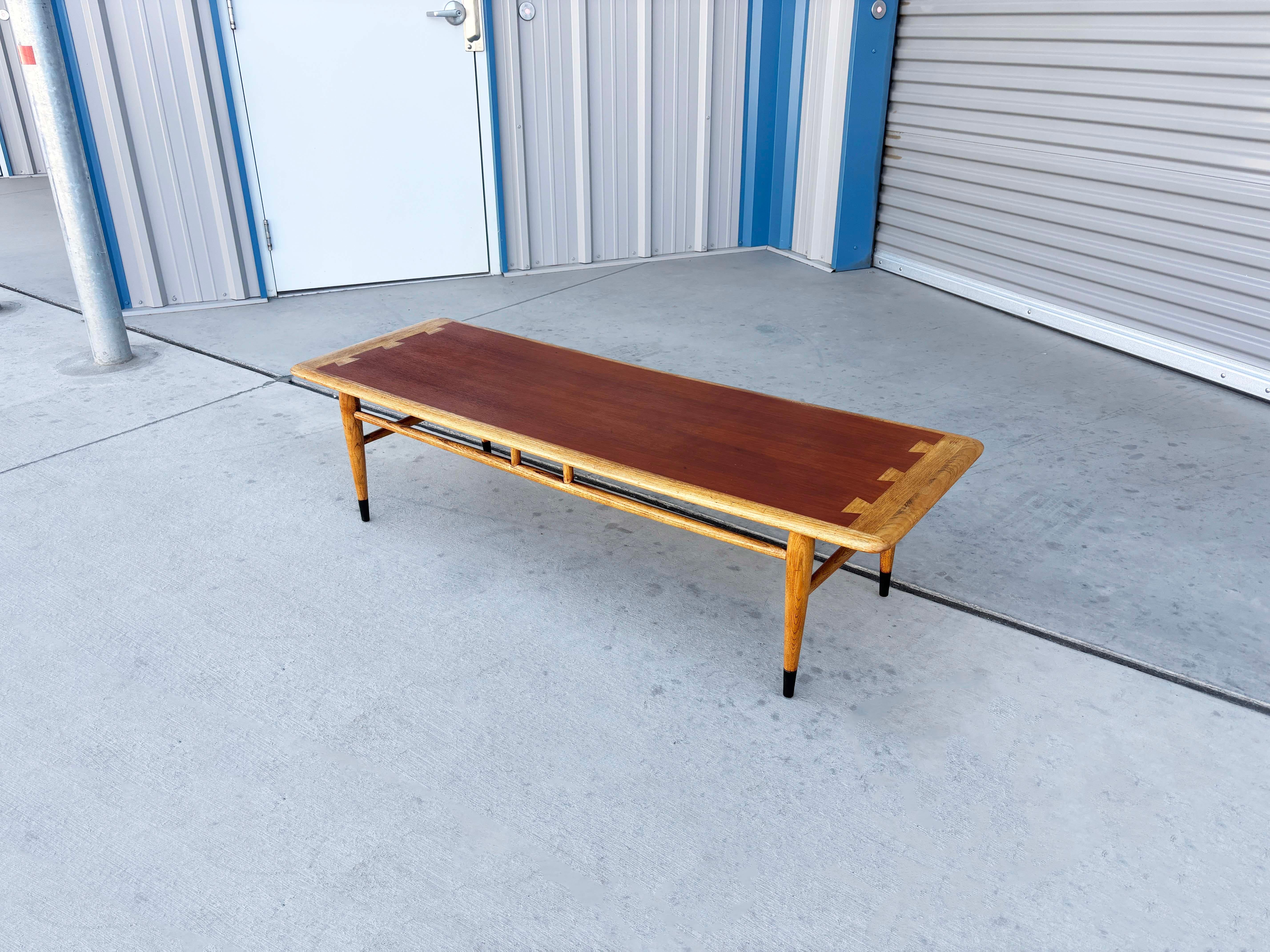 American 1960s Mid Century Walnut and Oak Coffee Table by Lane For Sale