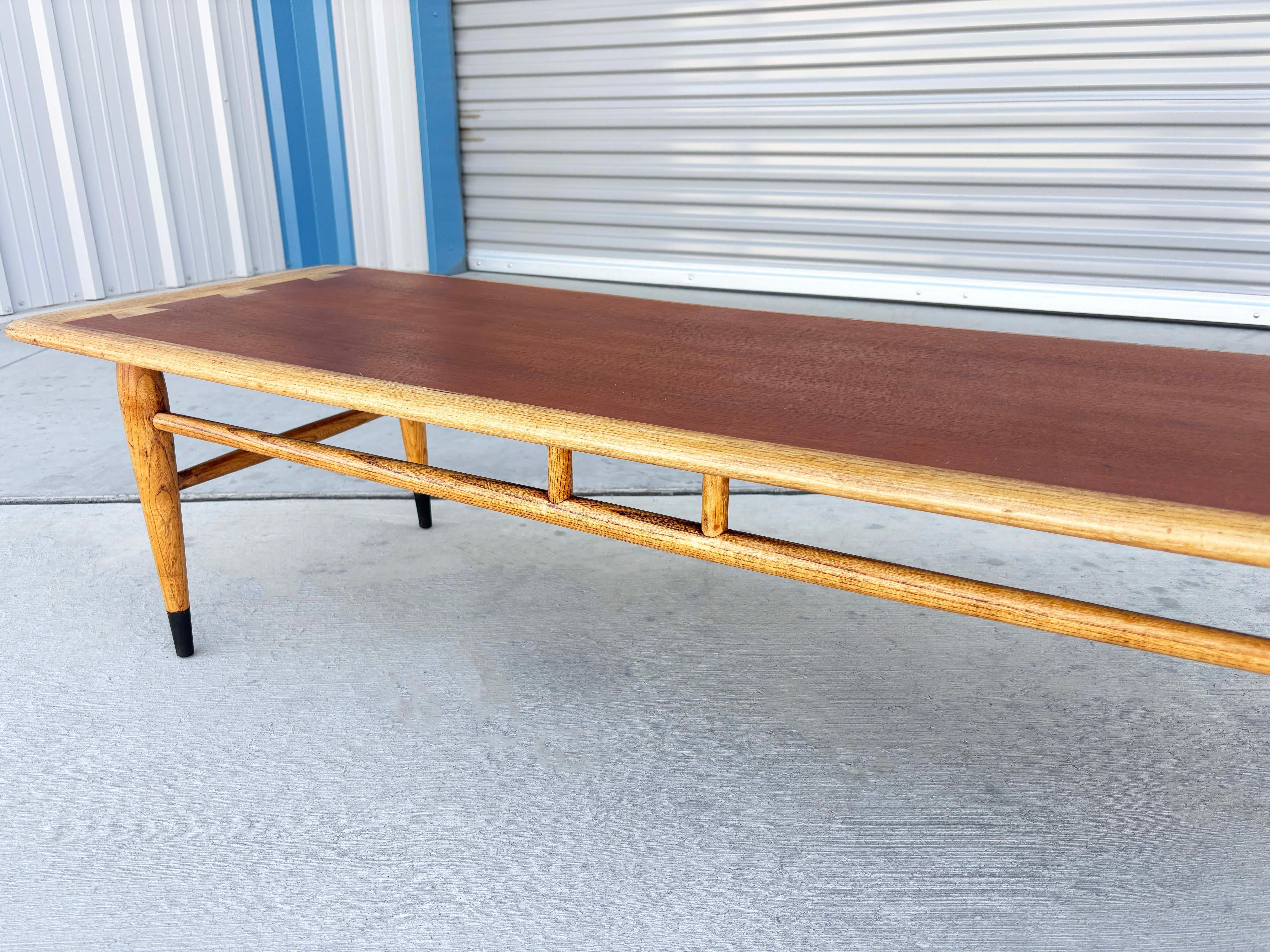 Mid-20th Century 1960s Mid Century Walnut and Oak Coffee Table by Lane For Sale