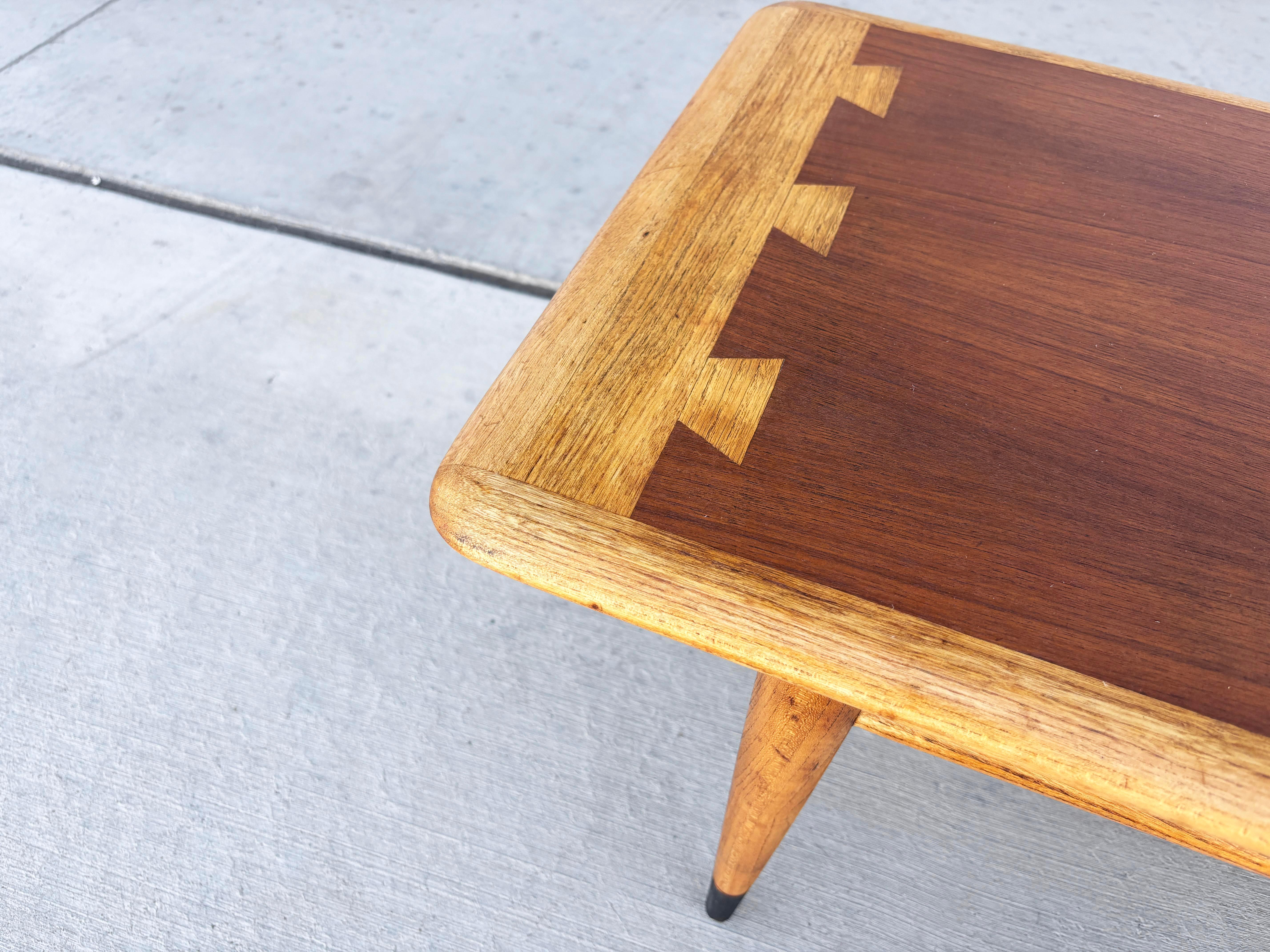 1960s Mid Century Walnut and Oak Coffee Table by Lane For Sale 1