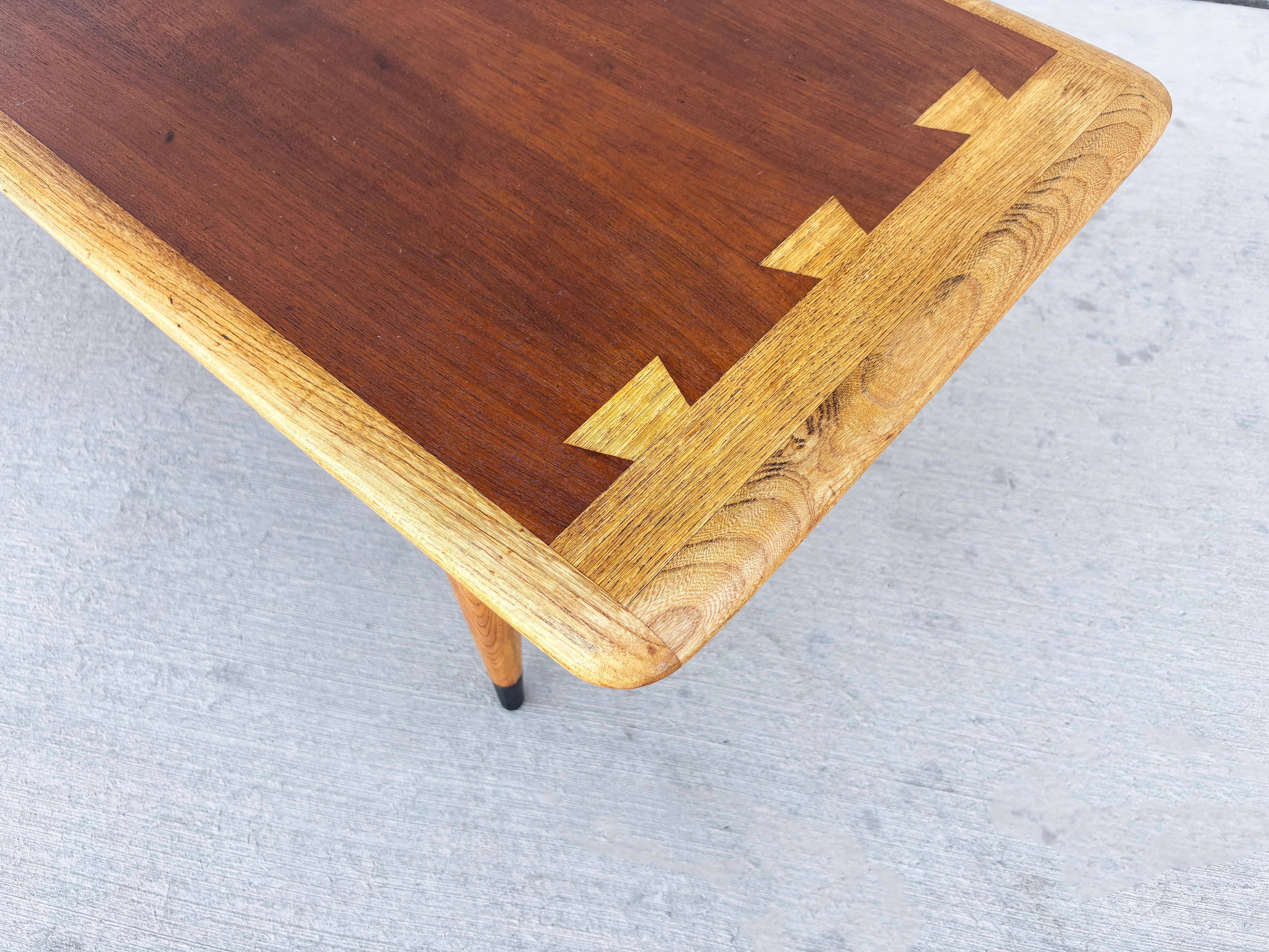 1960s Mid Century Walnut and Oak Coffee Table by Lane For Sale 3