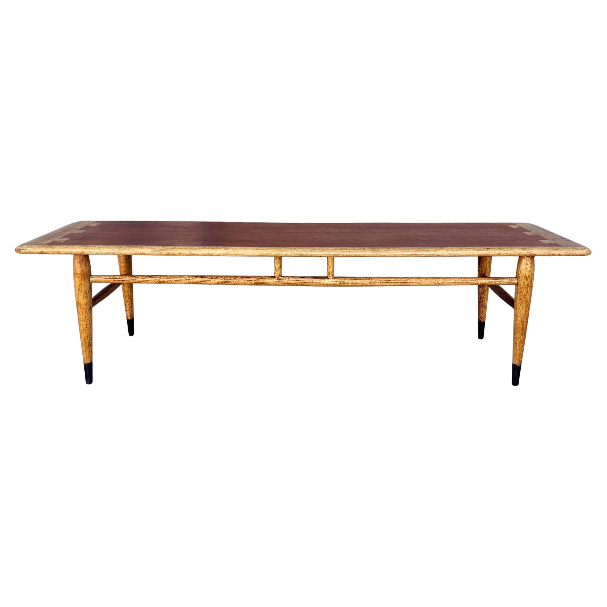 1960s Mid Century Walnut and Oak Coffee Table by Lane