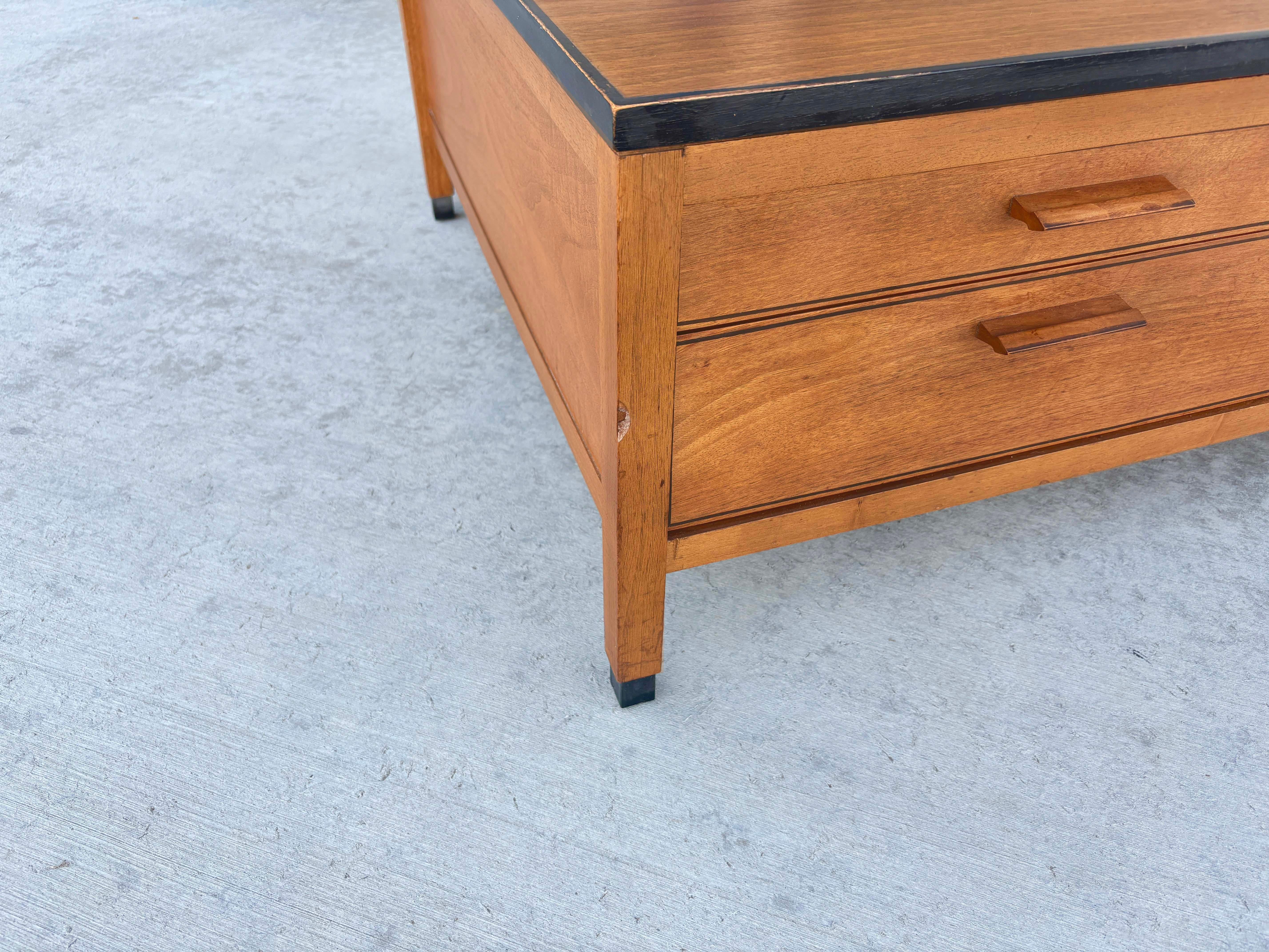 1960s Mid Century Walnut and Wicker Coffee Table For Sale 4