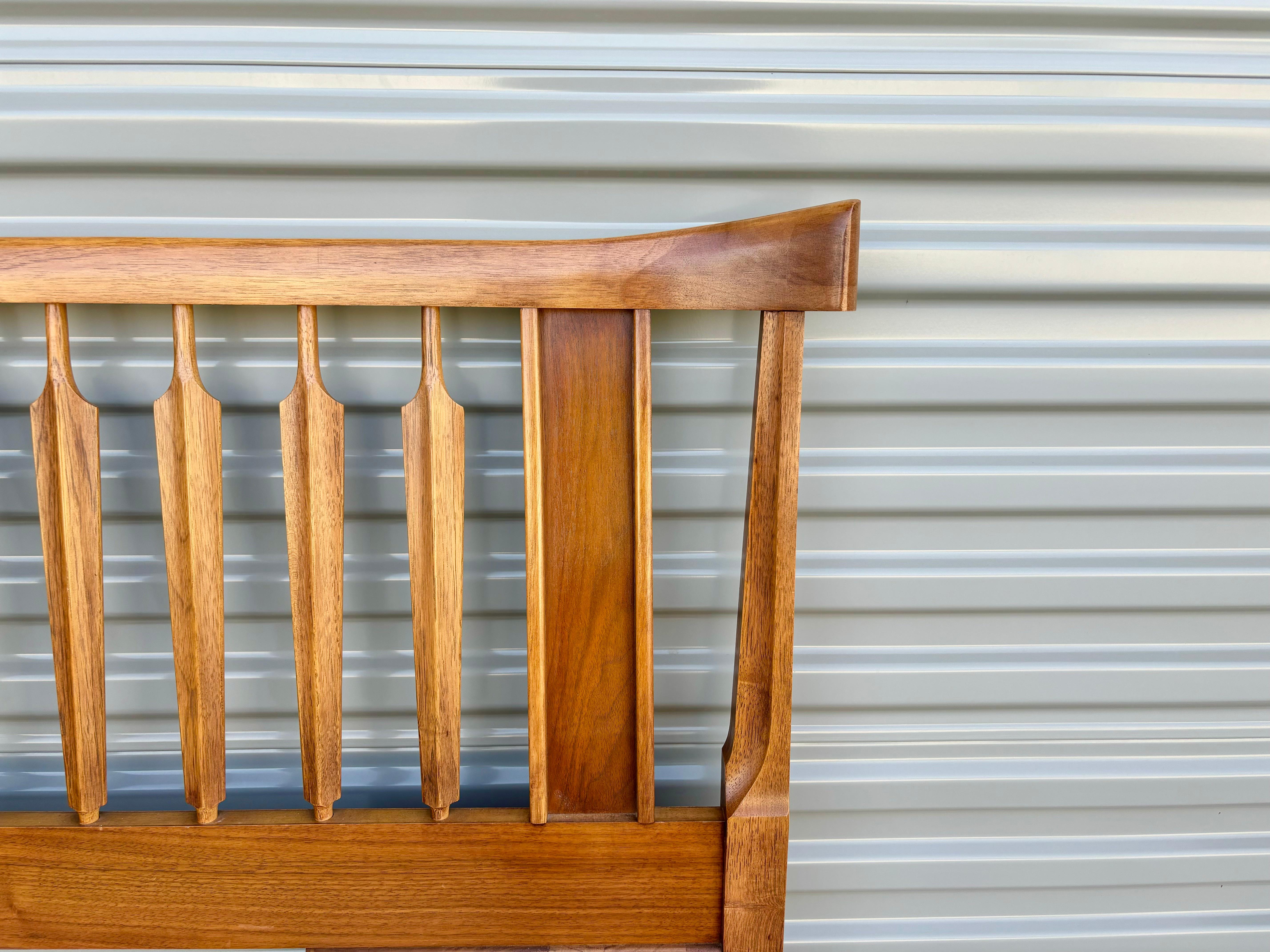 1960s Mid Century Walnut Brutalist King Headboard by Thomasville For Sale 2