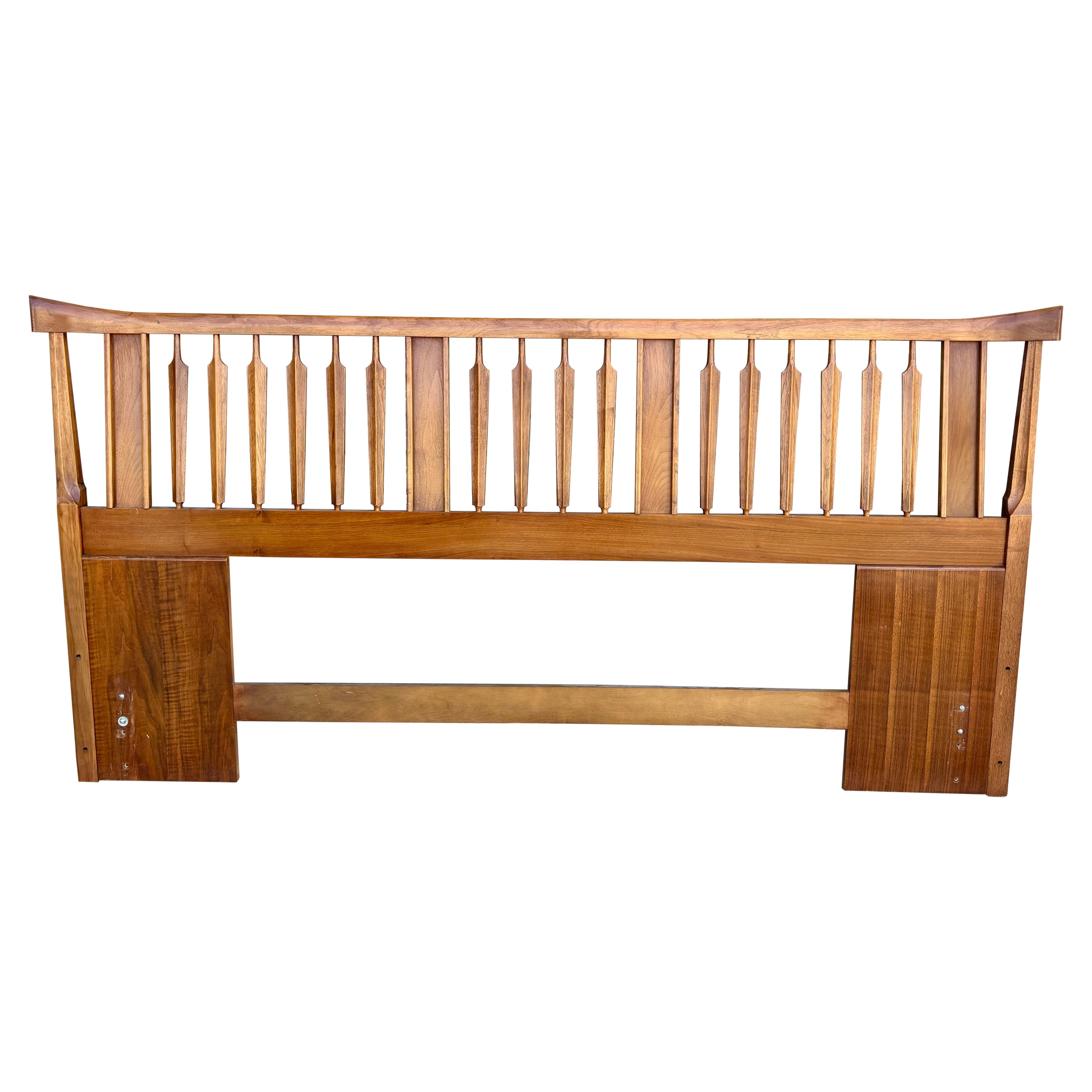 1960s Mid Century Walnut Brutalist King Headboard by Thomasville