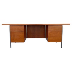 1960s Mid-Century Walnut & Chrome Executive Desk by Florence Knoll for Knoll
