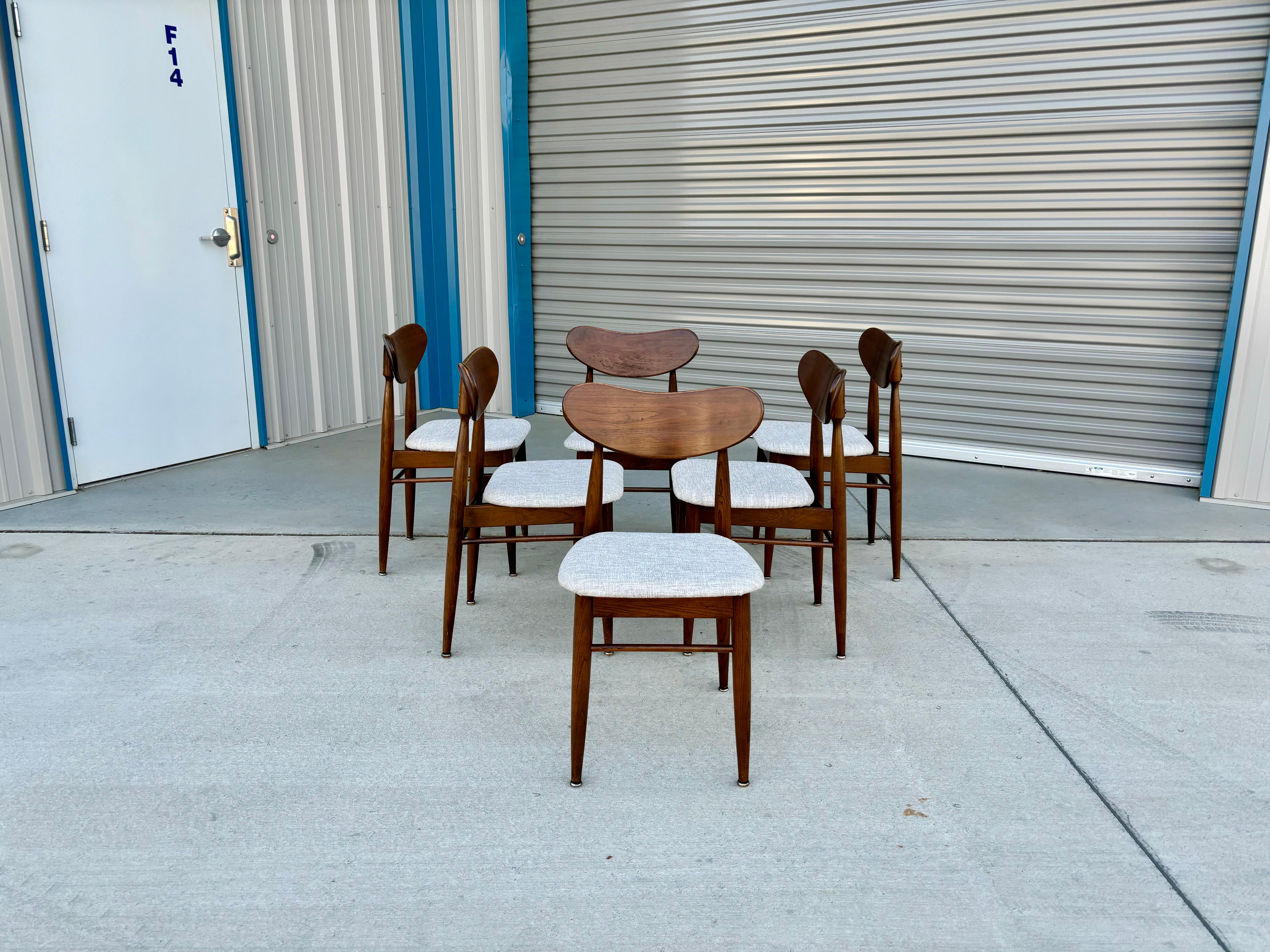 American 1960s Mid Century Walnut Dining Chairs - Set of 6 For Sale