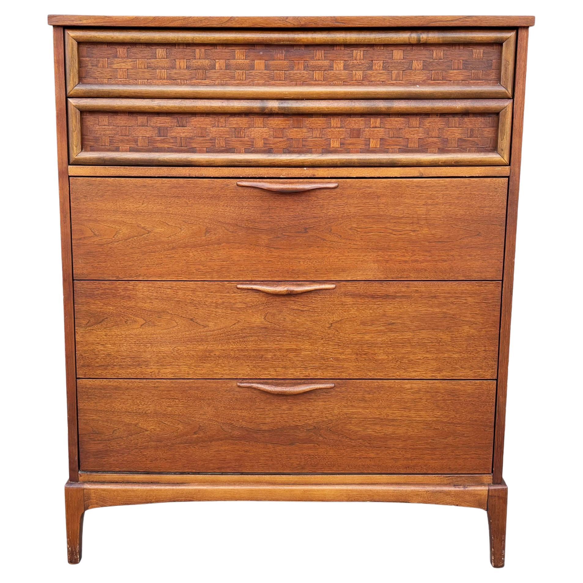 1960s Mid Century Walnut Highboy by Lane