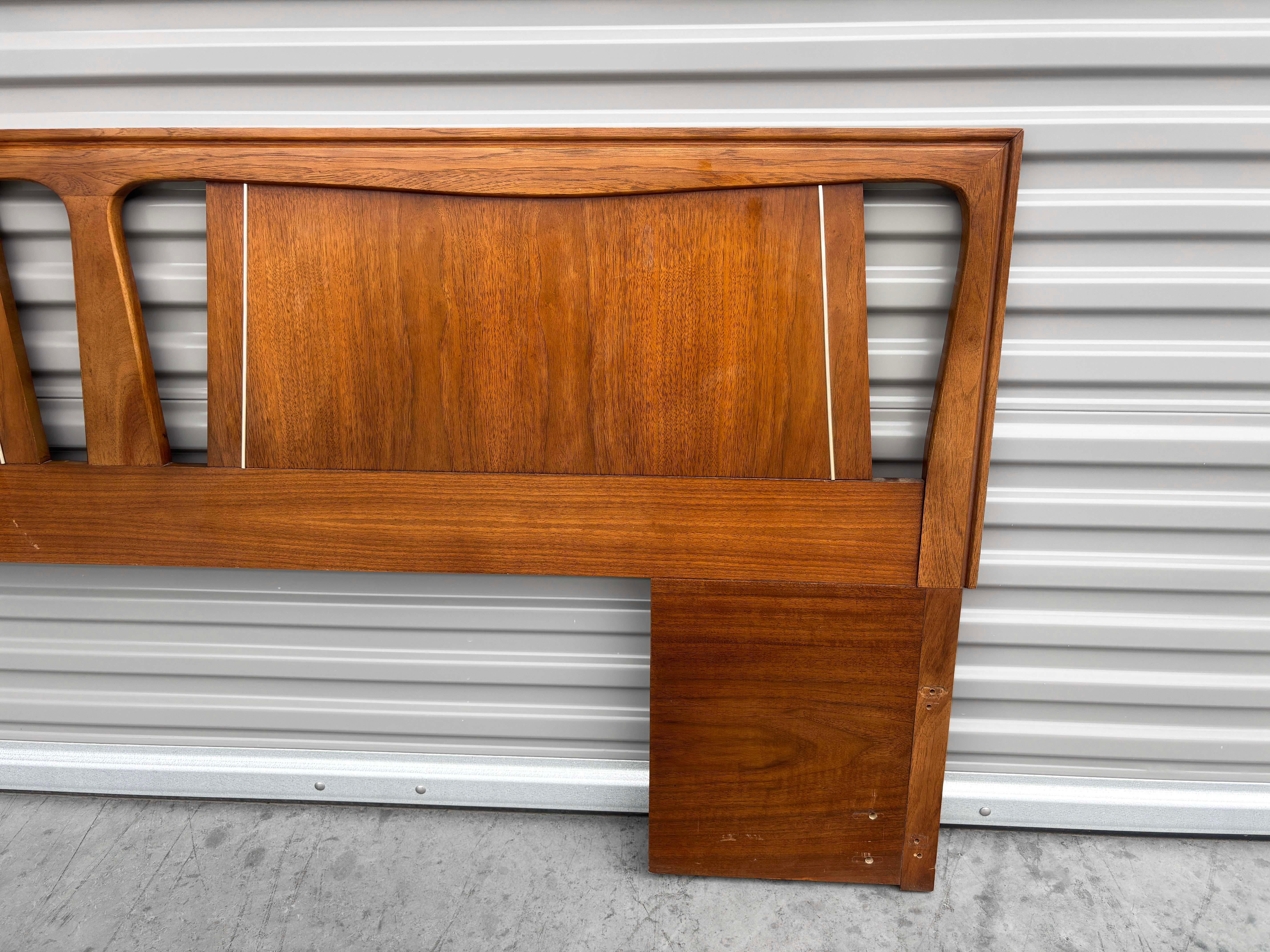 1960s Mid Century Walnut King Headboard by Kent Coffey For Sale 4