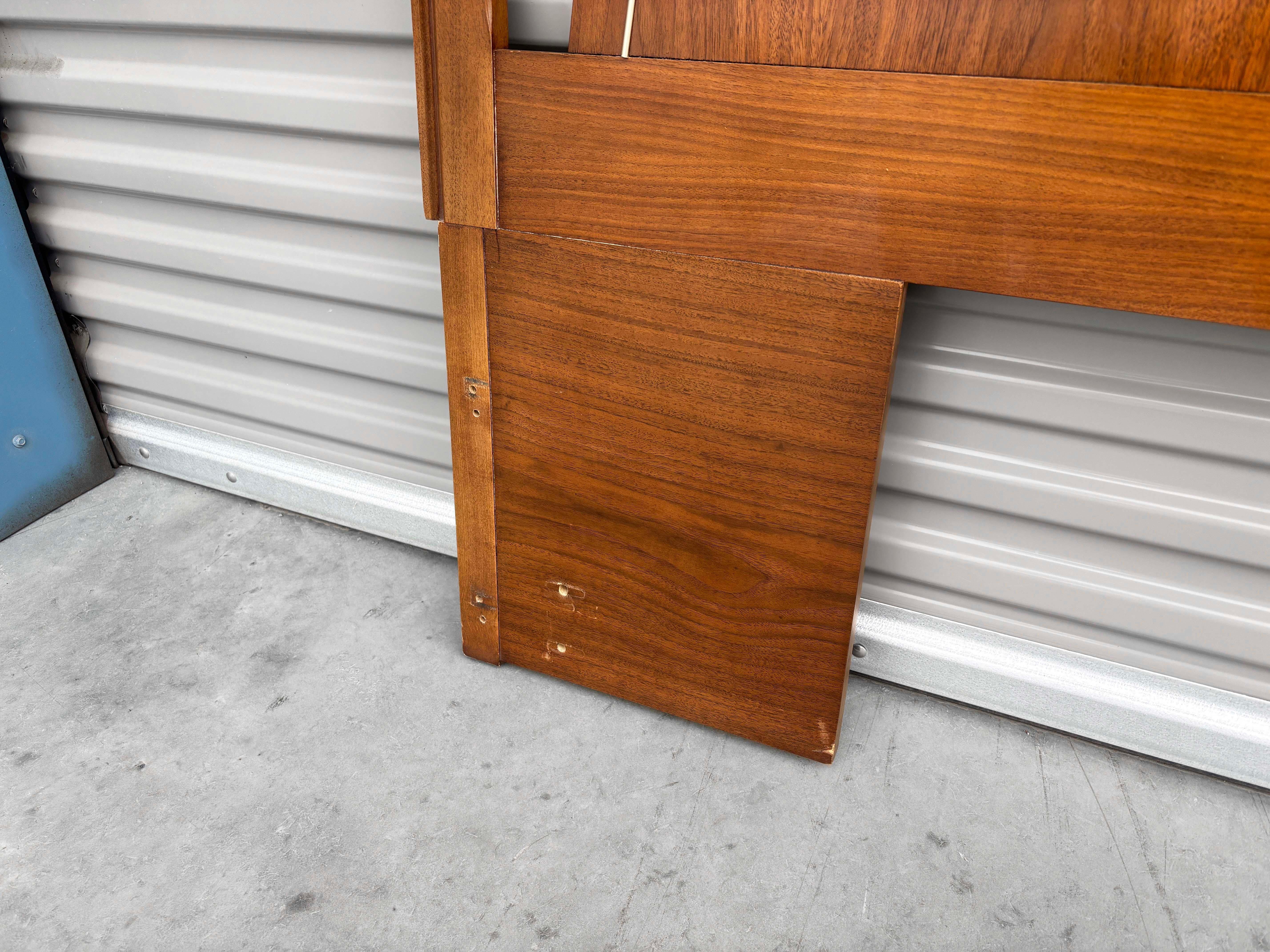 1960s Mid Century Walnut King Headboard by Kent Coffey In Good Condition For Sale In North Hollywood, CA