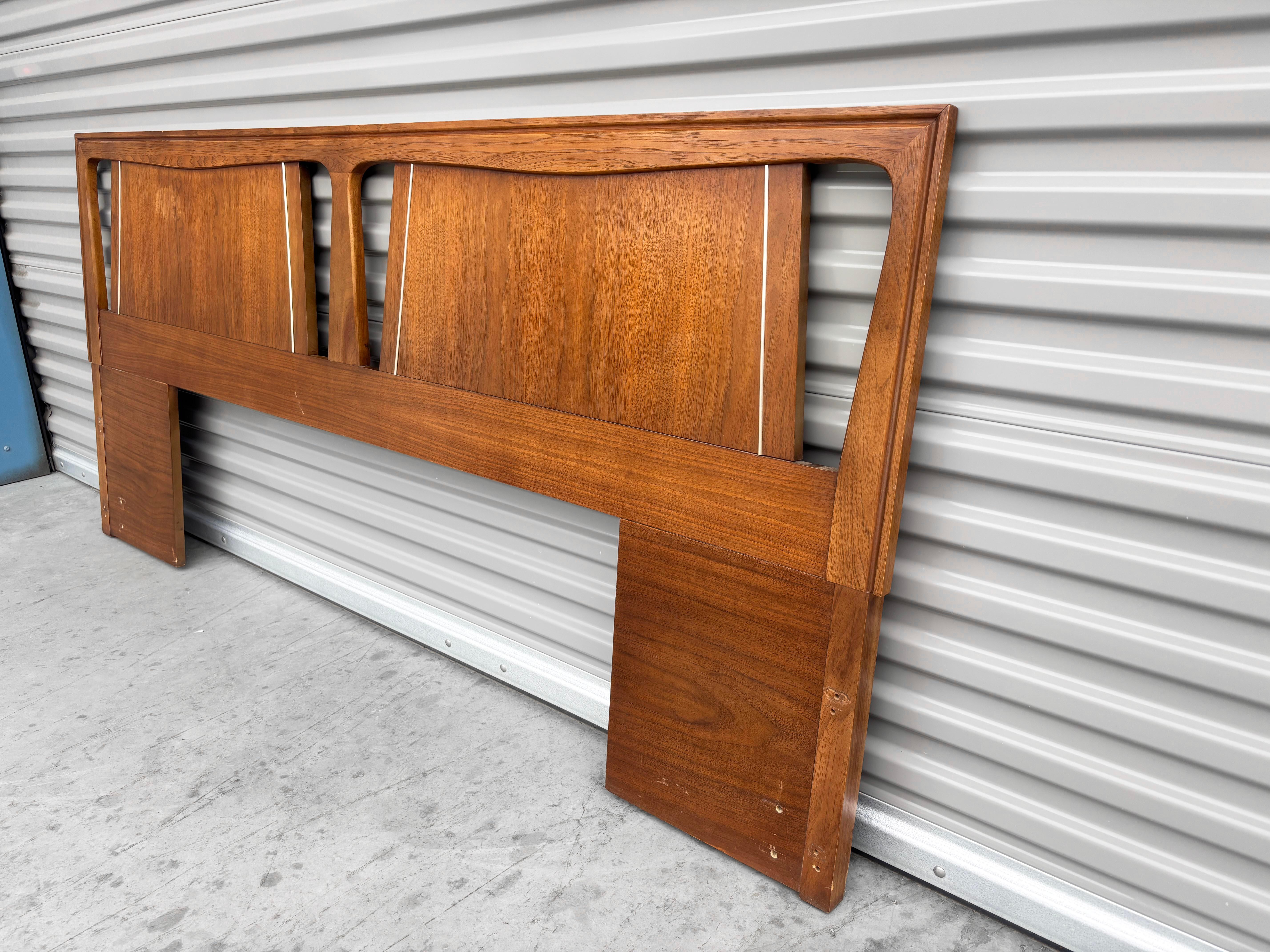 1960s Mid Century Walnut King Headboard by Kent Coffey For Sale 1