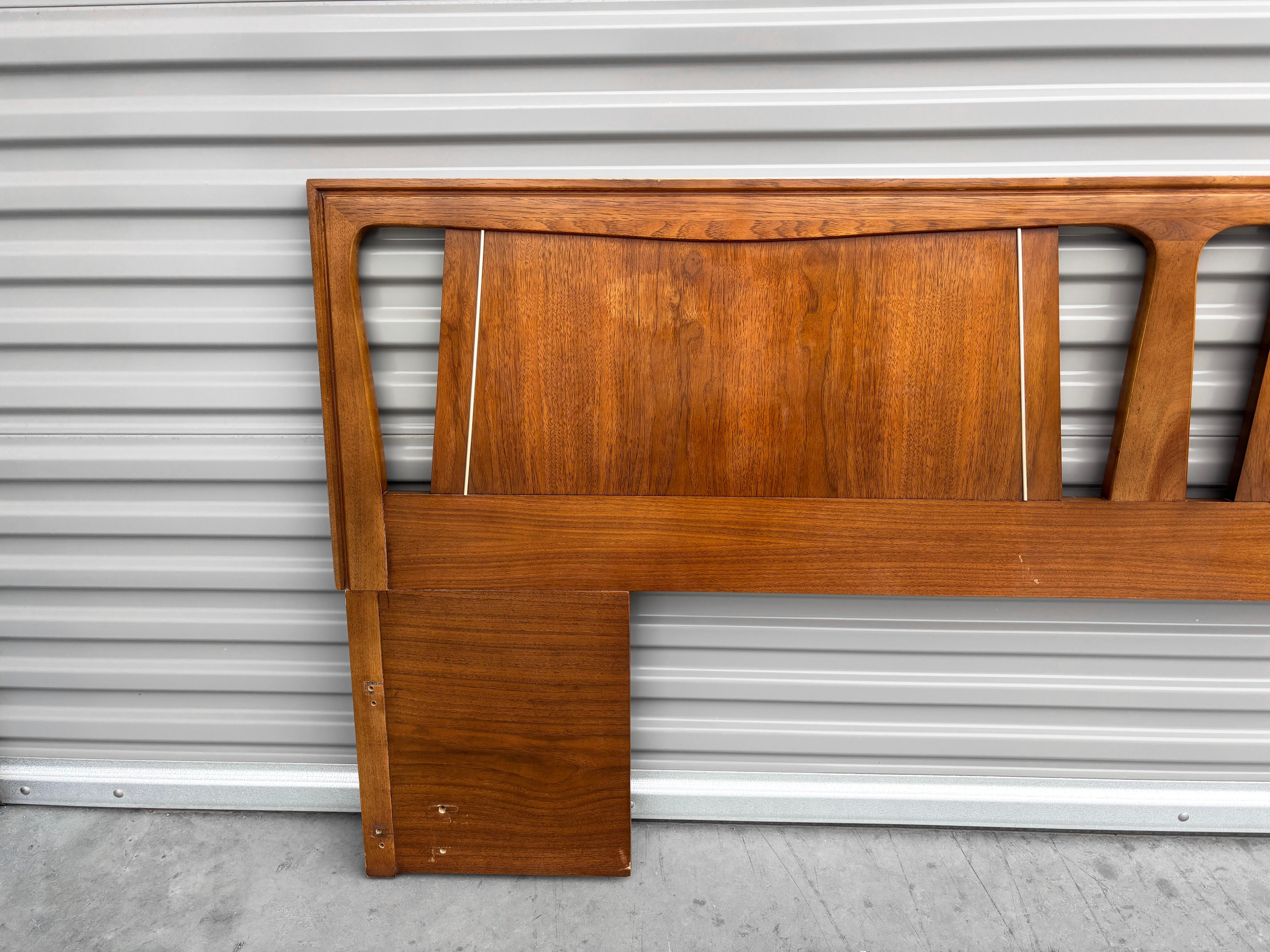 1960s Mid Century Walnut King Headboard by Kent Coffey For Sale 3