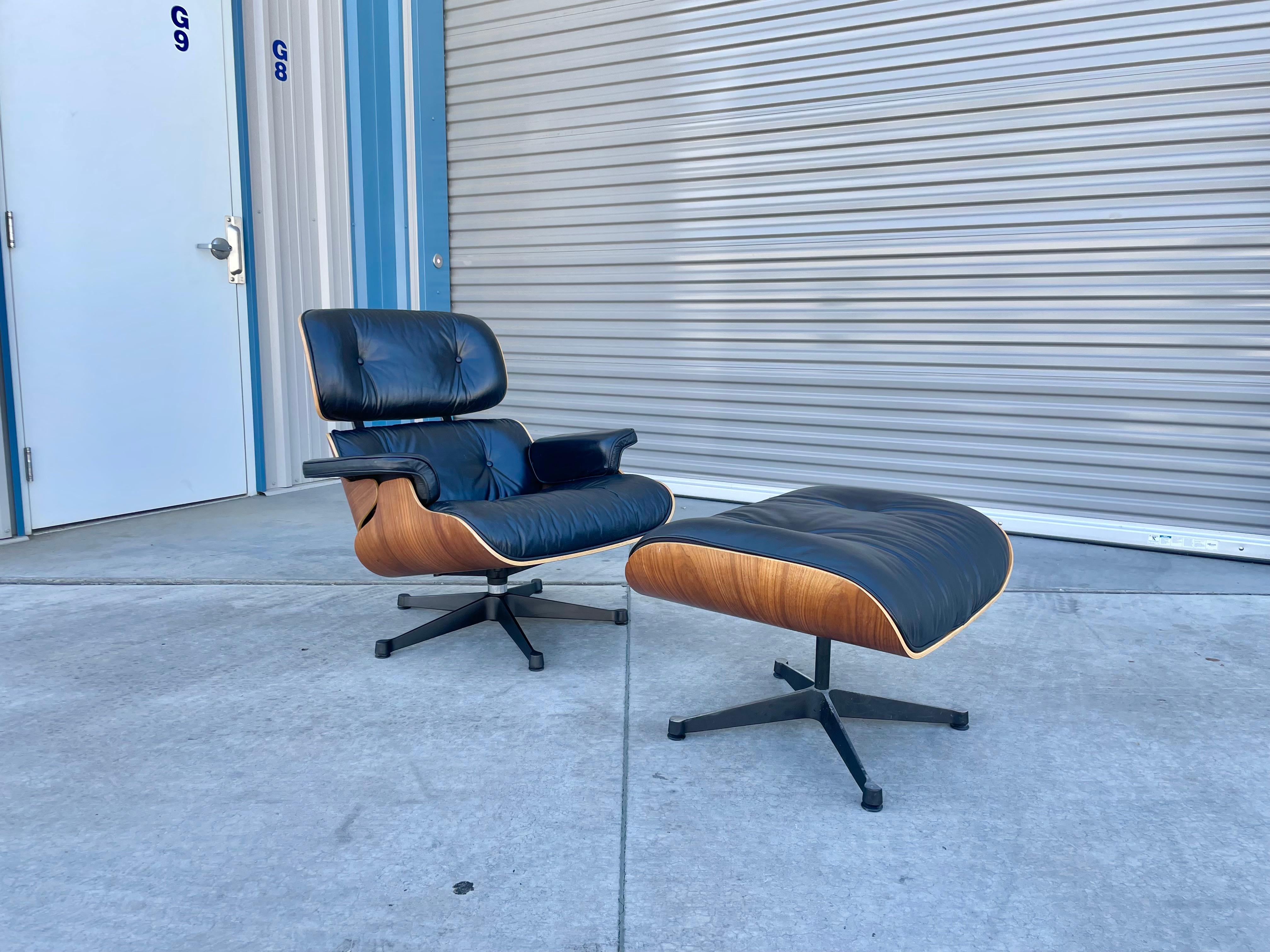 Mid-Century Modern 1960s Mid Century Walnut & Leather Lounge Chair by Eames for Vitra - Set of 2 For Sale