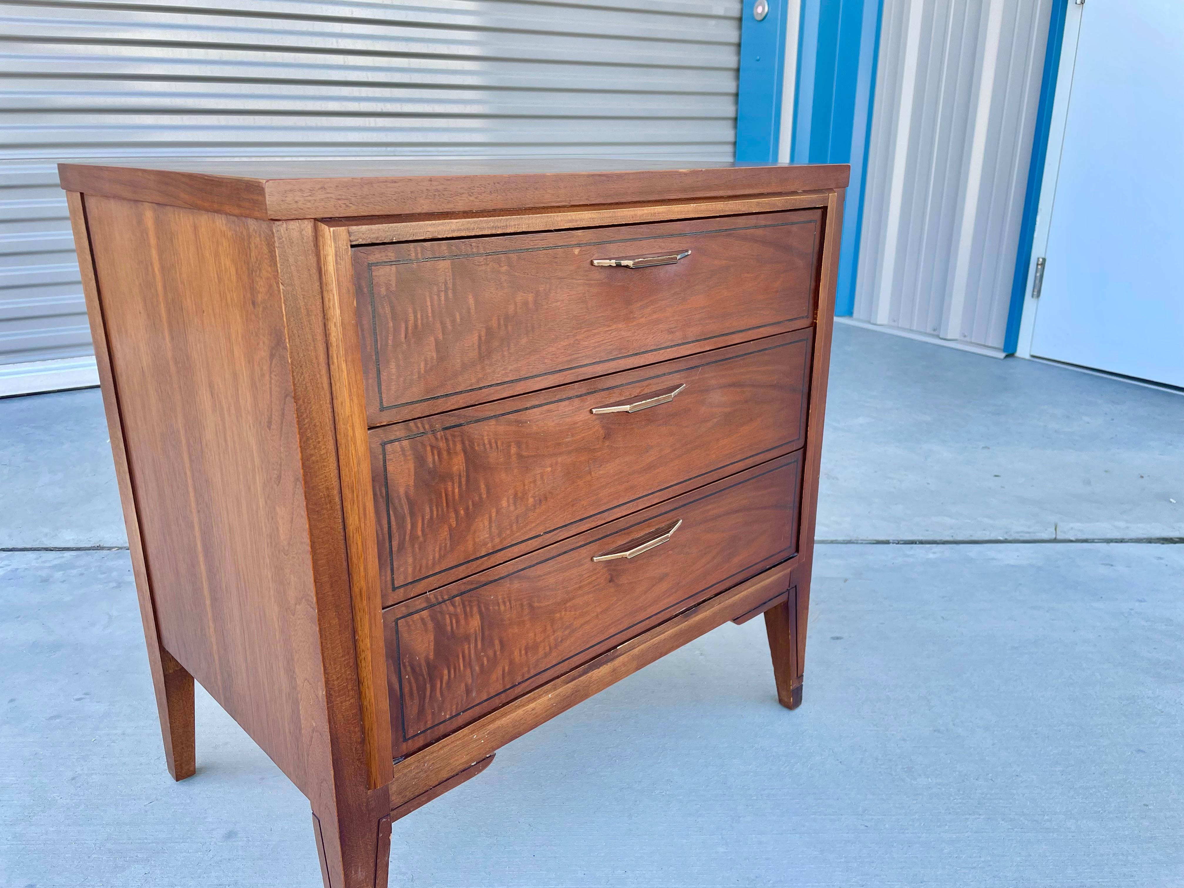 American 1960s Mid Century Walnut Nightstand by Kent Coffey For Sale