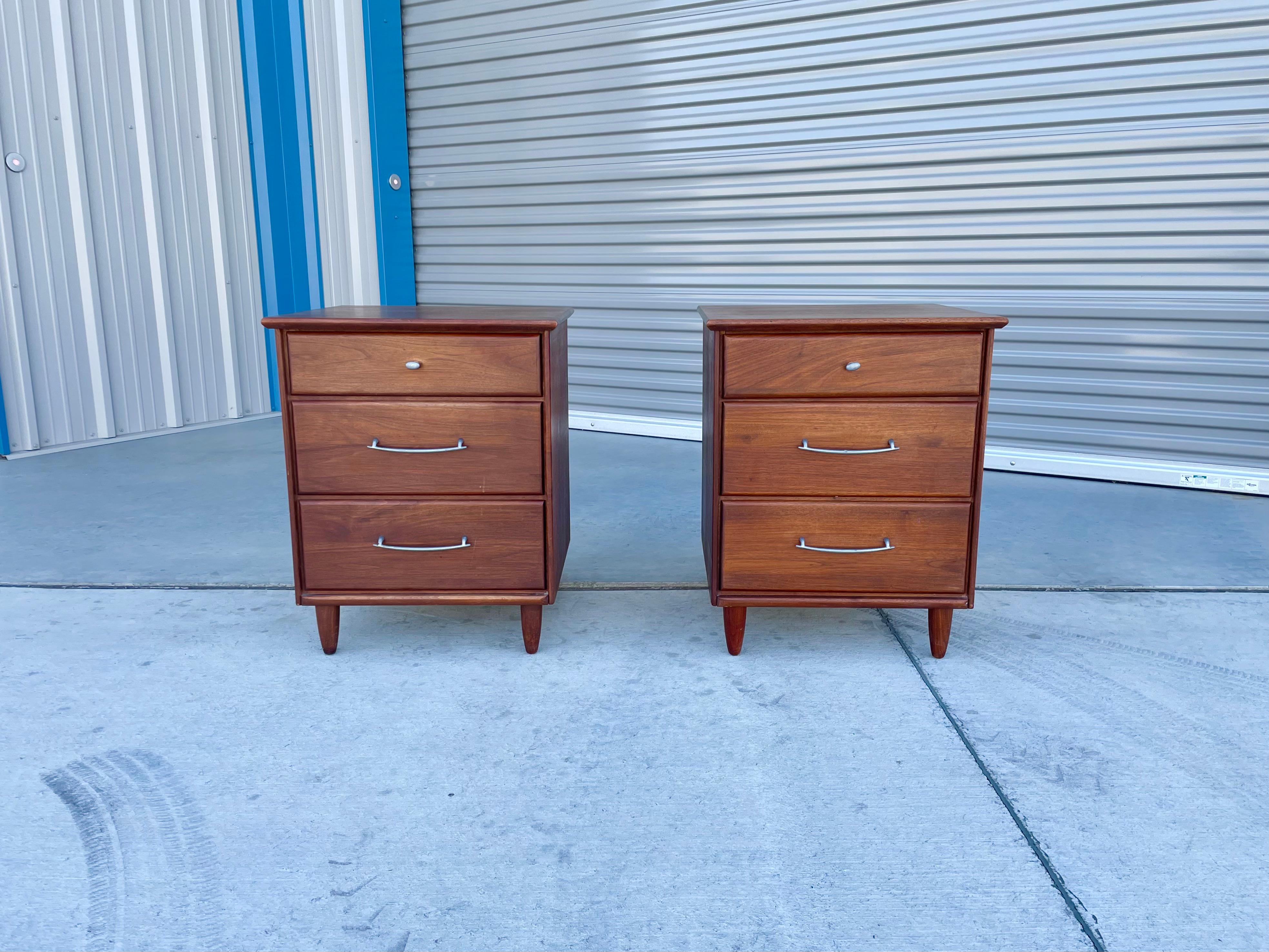 Mid-Century Modern 1960s Mid Century Walnut Nightstands by Ace- Hi - a Pair For Sale