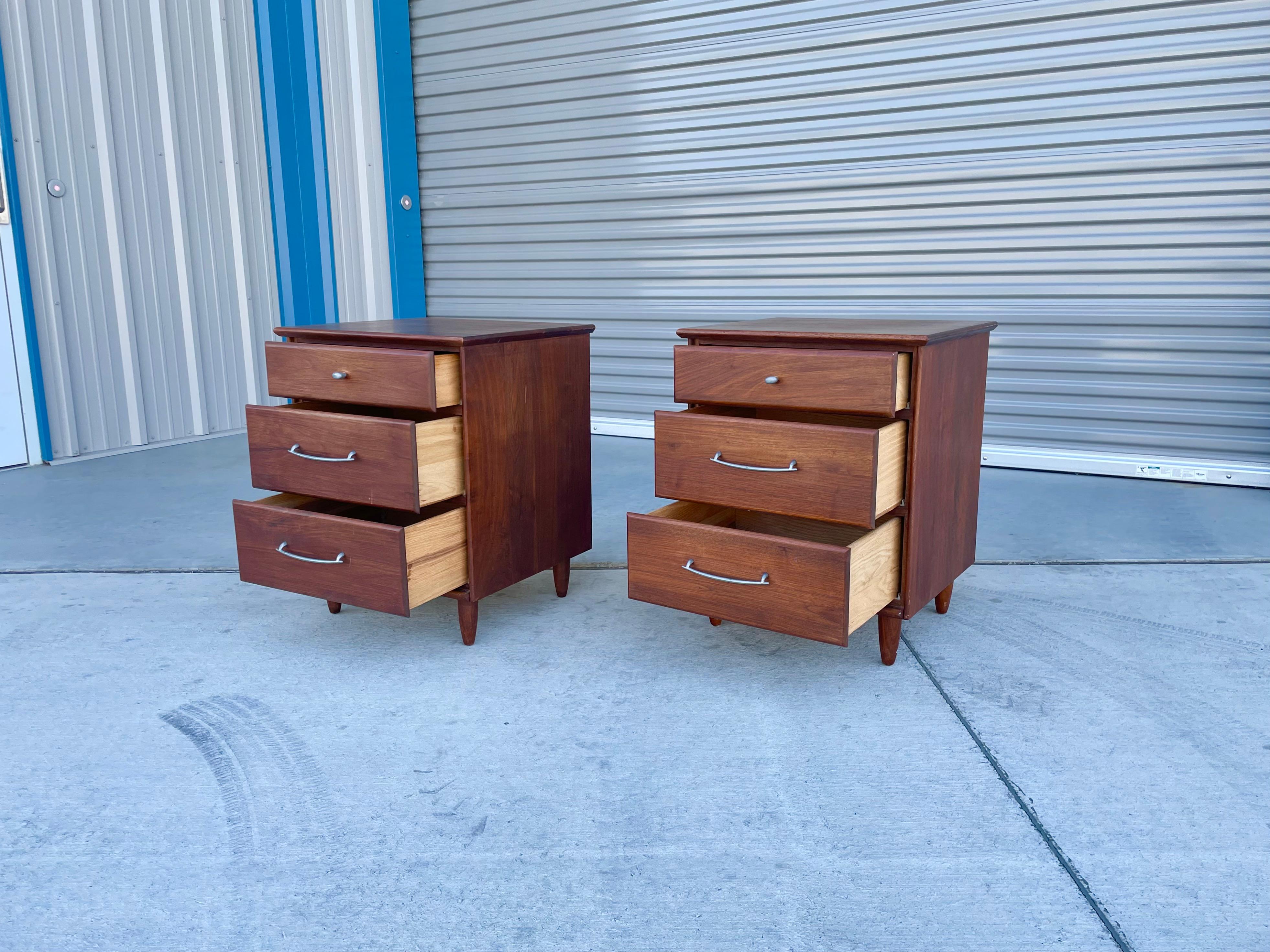 American 1960s Mid Century Walnut Nightstands by Ace- Hi - a Pair For Sale