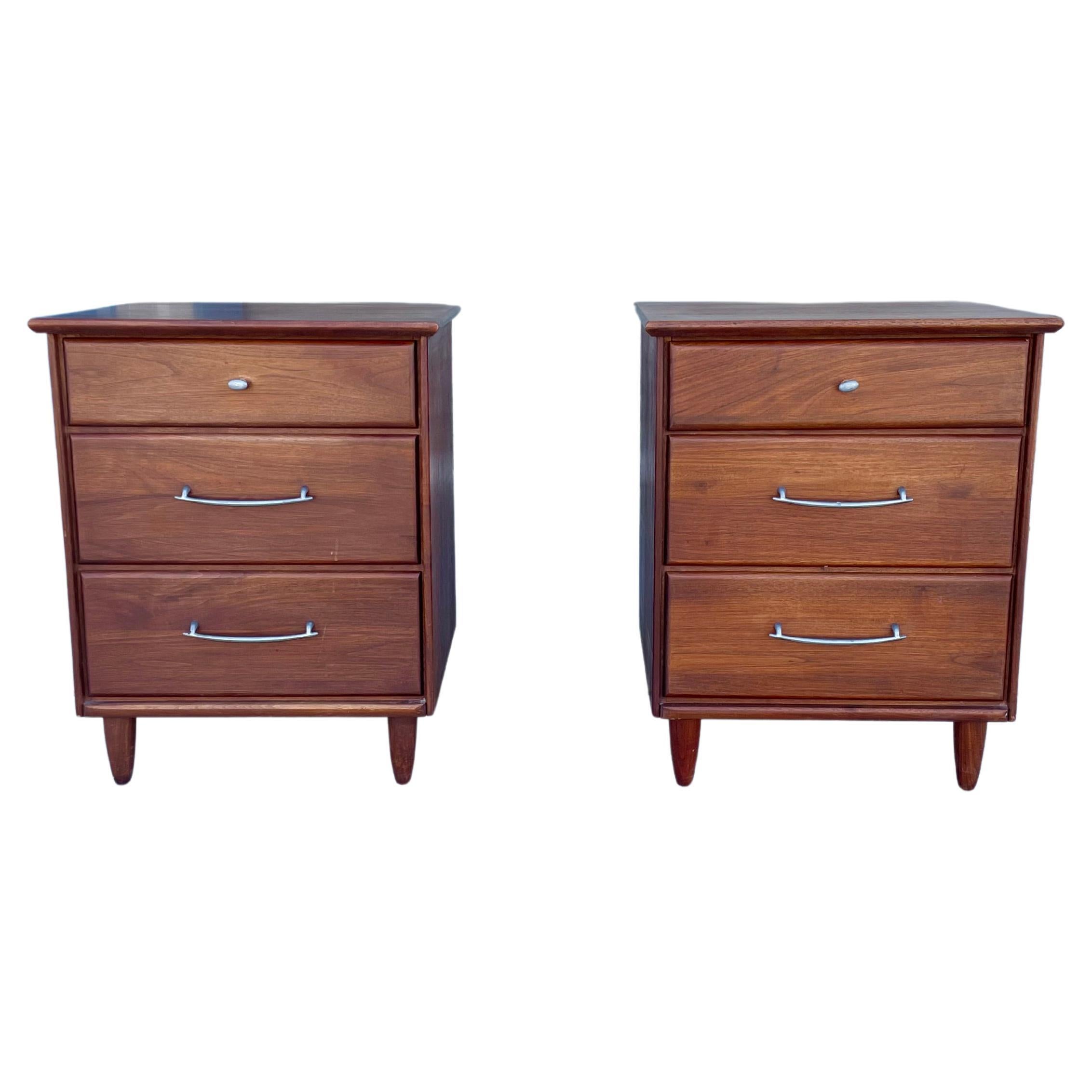 1960s Mid Century Walnut Nightstands by Ace- Hi - a Pair For Sale
