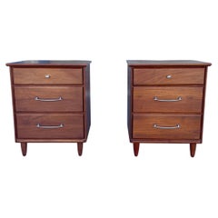Vintage 1960s Mid Century Walnut Nightstands by Ace- Hi - a Pair