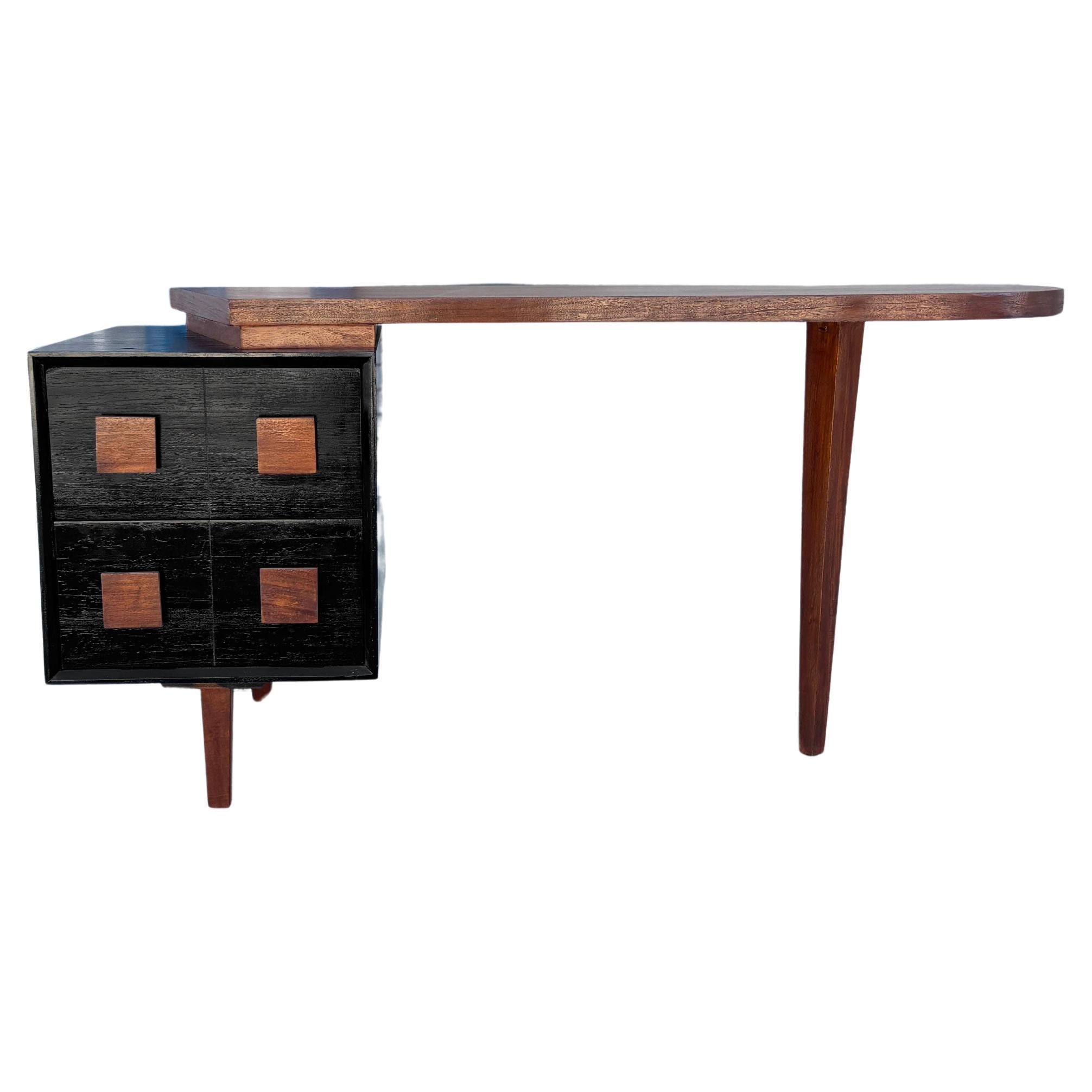 1960s Mid Century Walnut Oval Writing Desk by Paul Lazlo For Sale