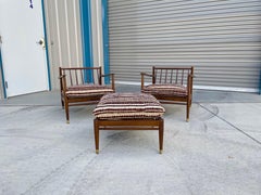 1960s Mid Century Walnut Slipper Lounge Chairs - Set of 3