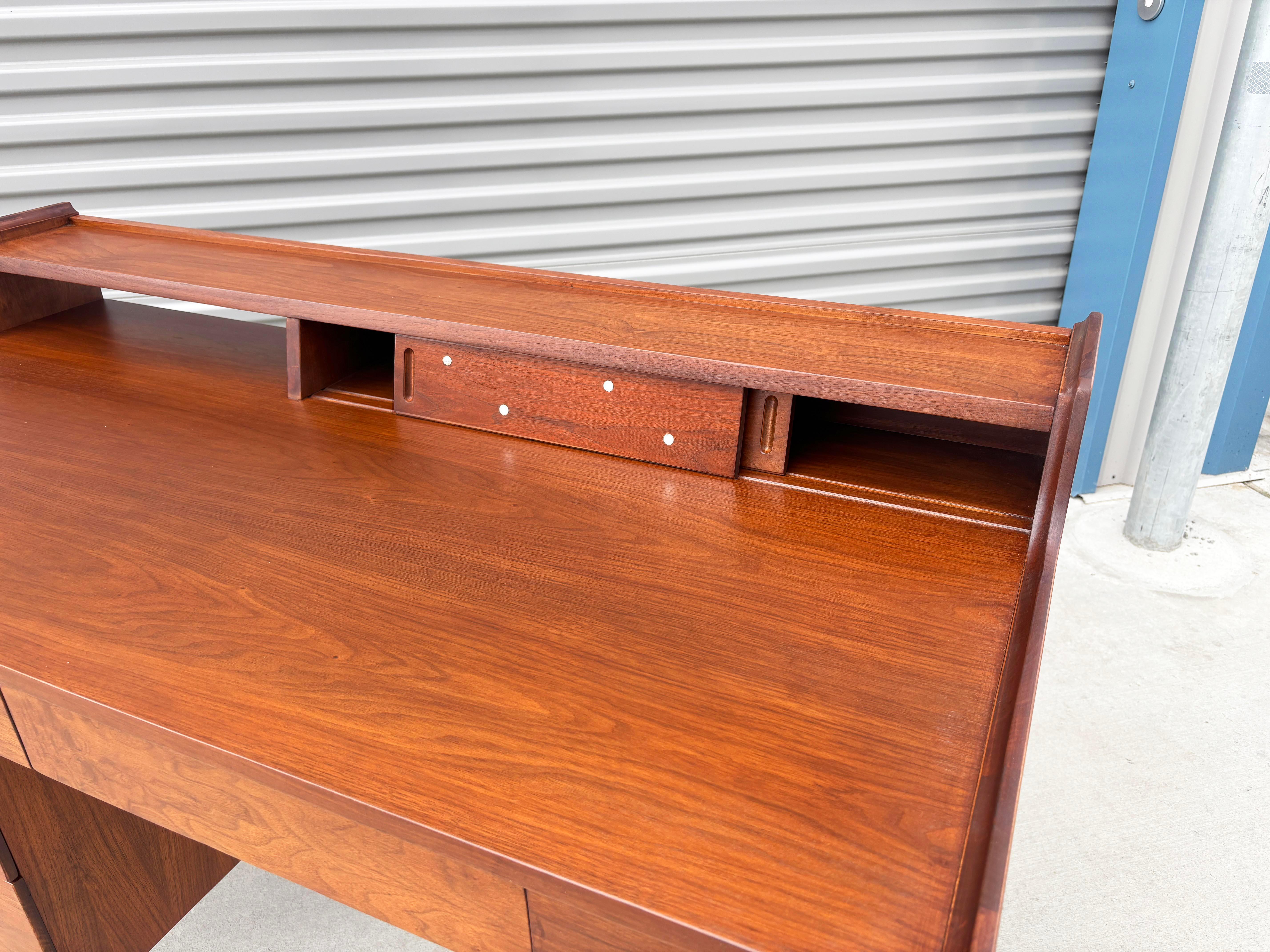 1960s Mid Century Walnut Writing Desk by Hooker (Refinished) 4