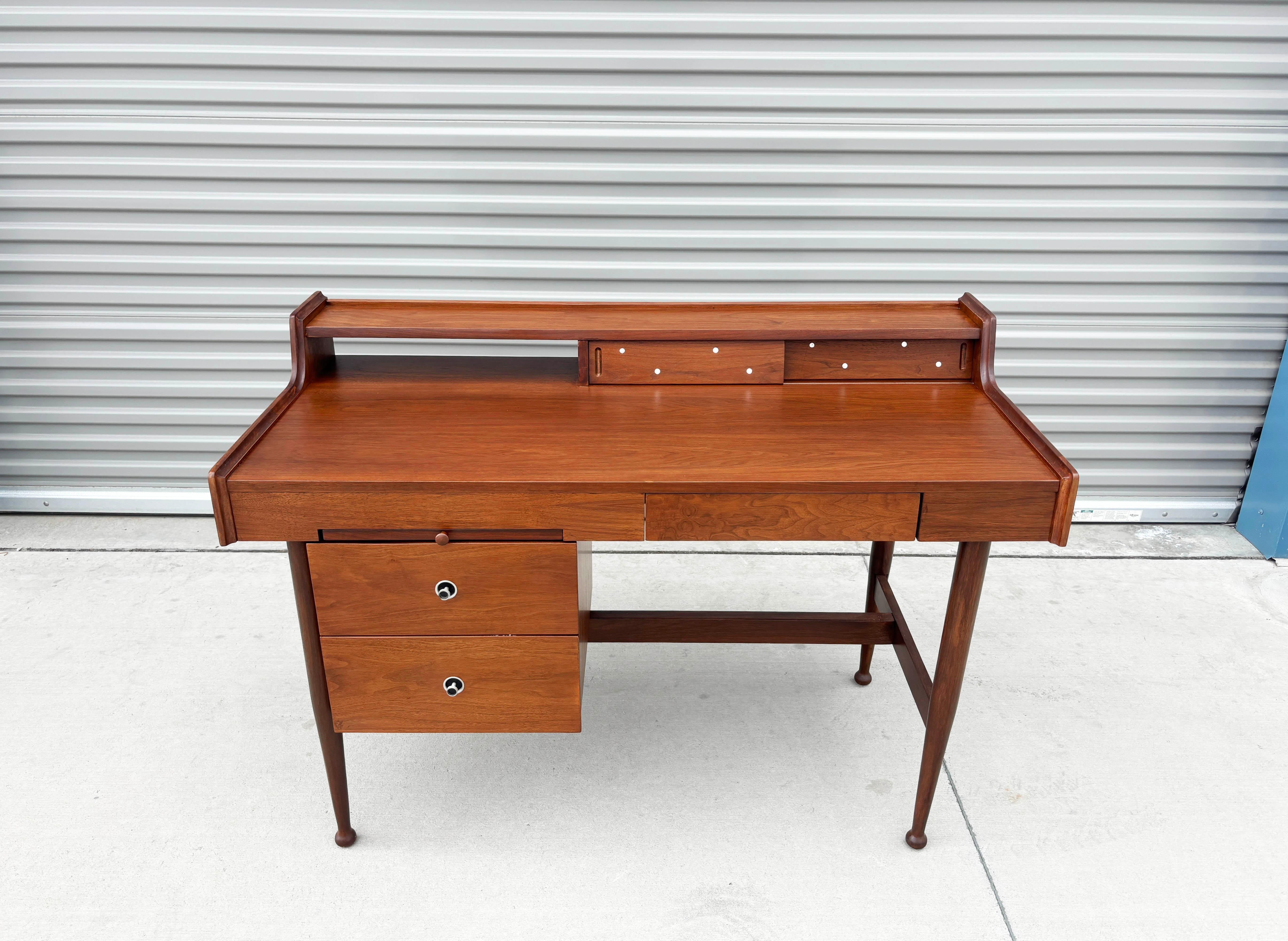 Mid-Century Modern 1960s Mid Century Walnut Writing Desk by Hooker (Refinished)