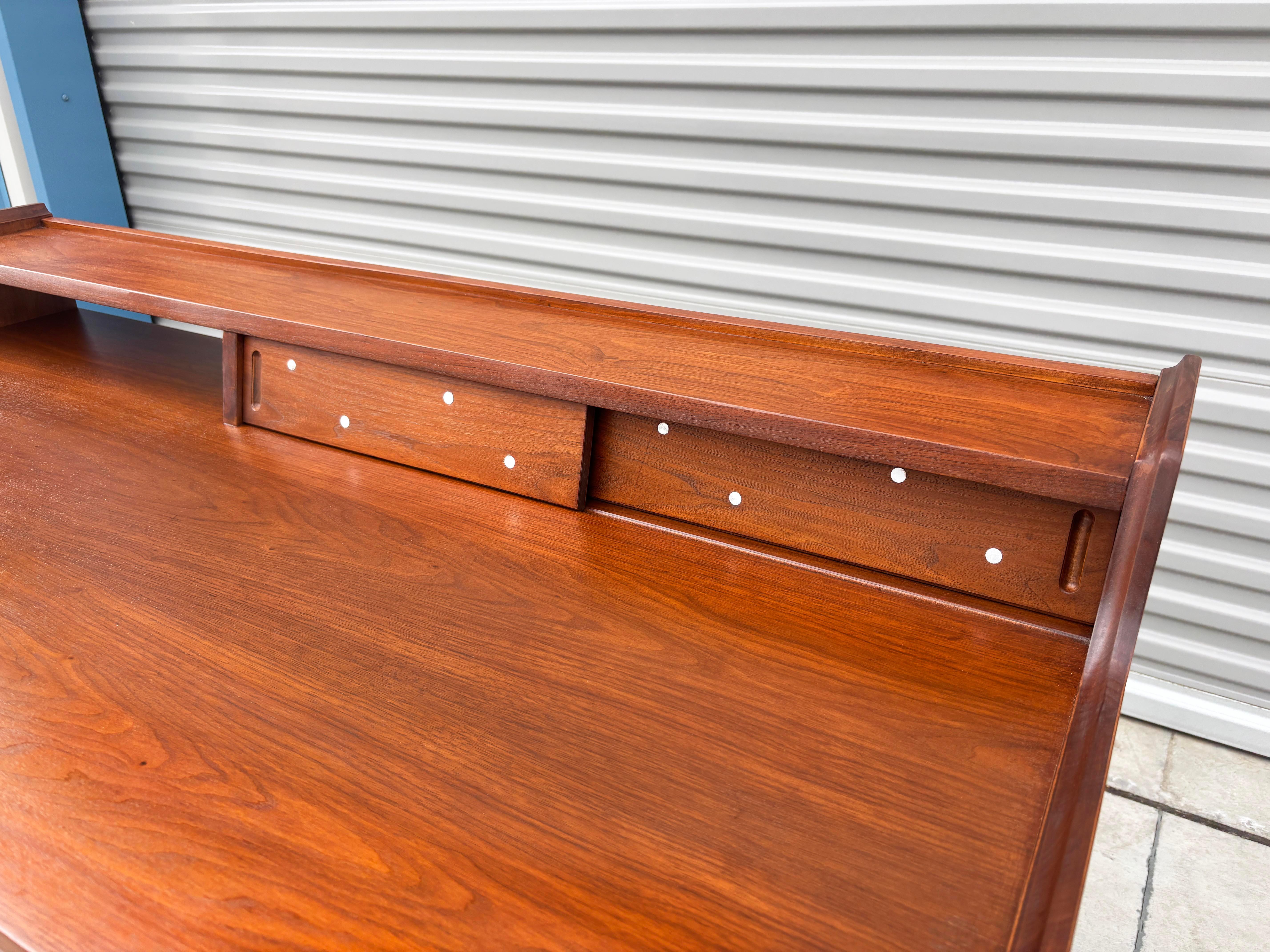 1960s Mid Century Walnut Writing Desk by Hooker (Refinished) 3
