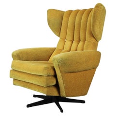 1960s Mid-Century Wingback Swivel Lounge Chair from Czechoslovakia