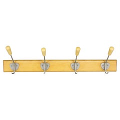 Percha de pared de madera de mediados de siglo de 1960, Checoslovaquia