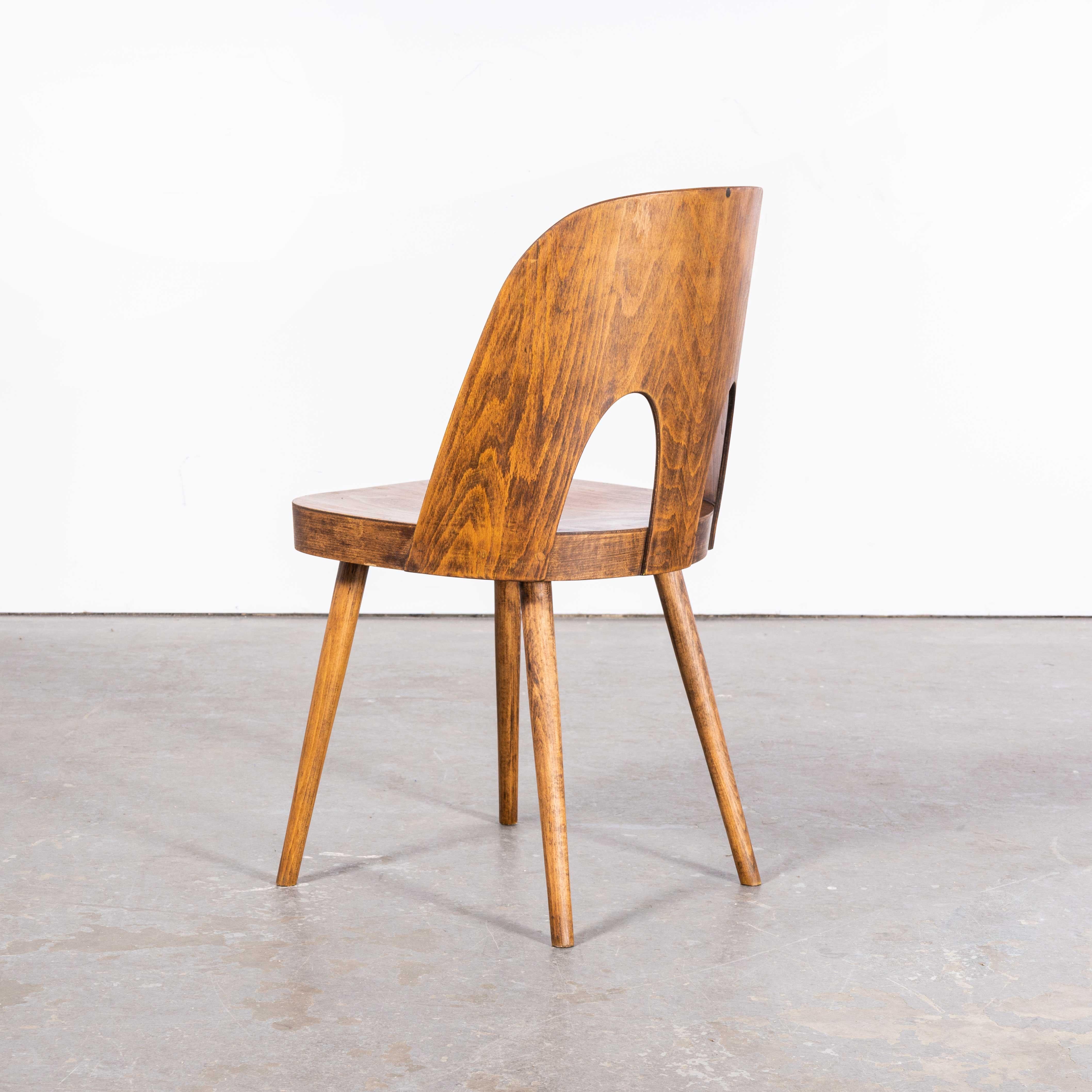 Czech 1960s Mid Oak Dining Chair by Antonin Suman for Ton, Double Vent For Sale