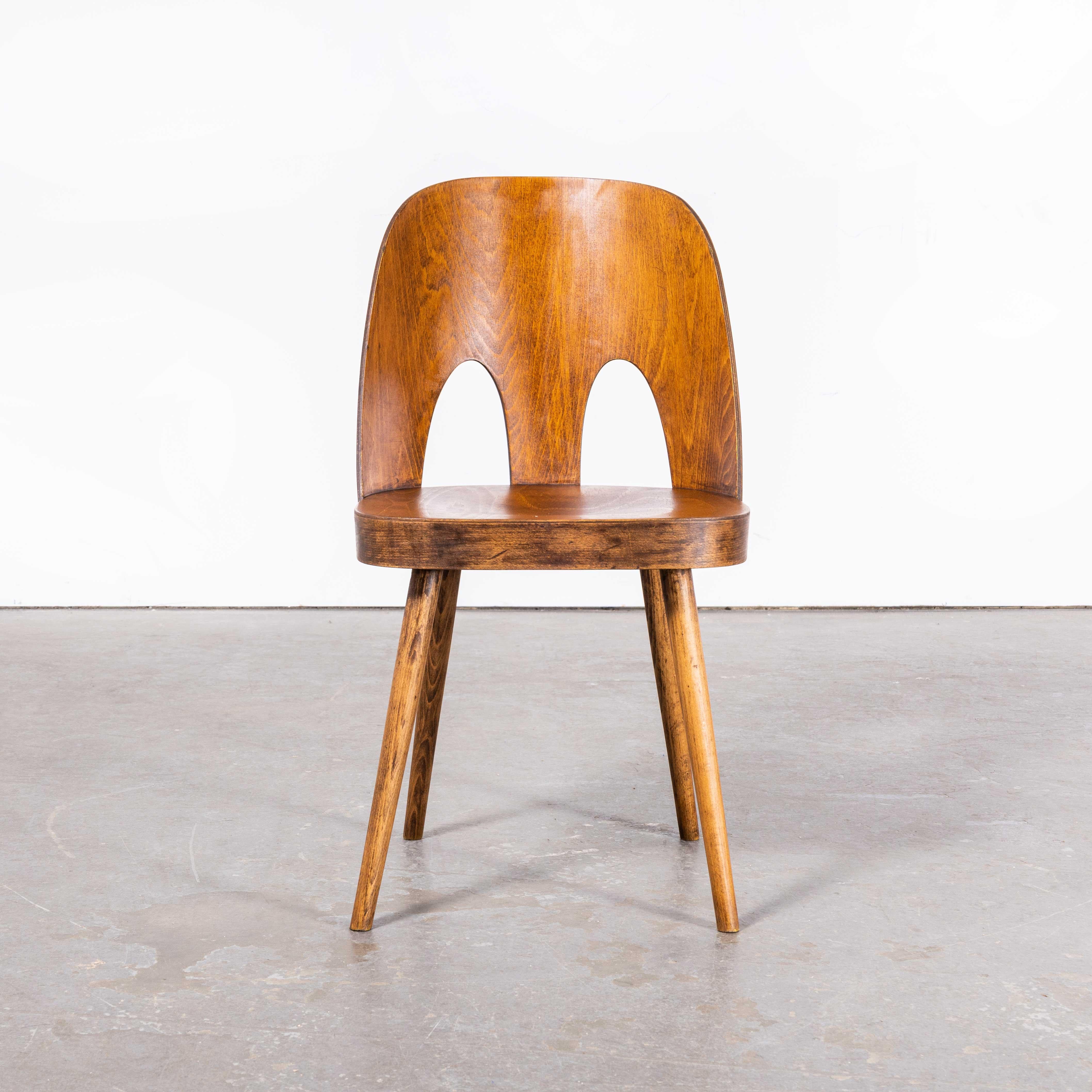 Mid-20th Century 1960s Mid Oak Dining Chair by Antonin Suman for Ton, Double Vent For Sale