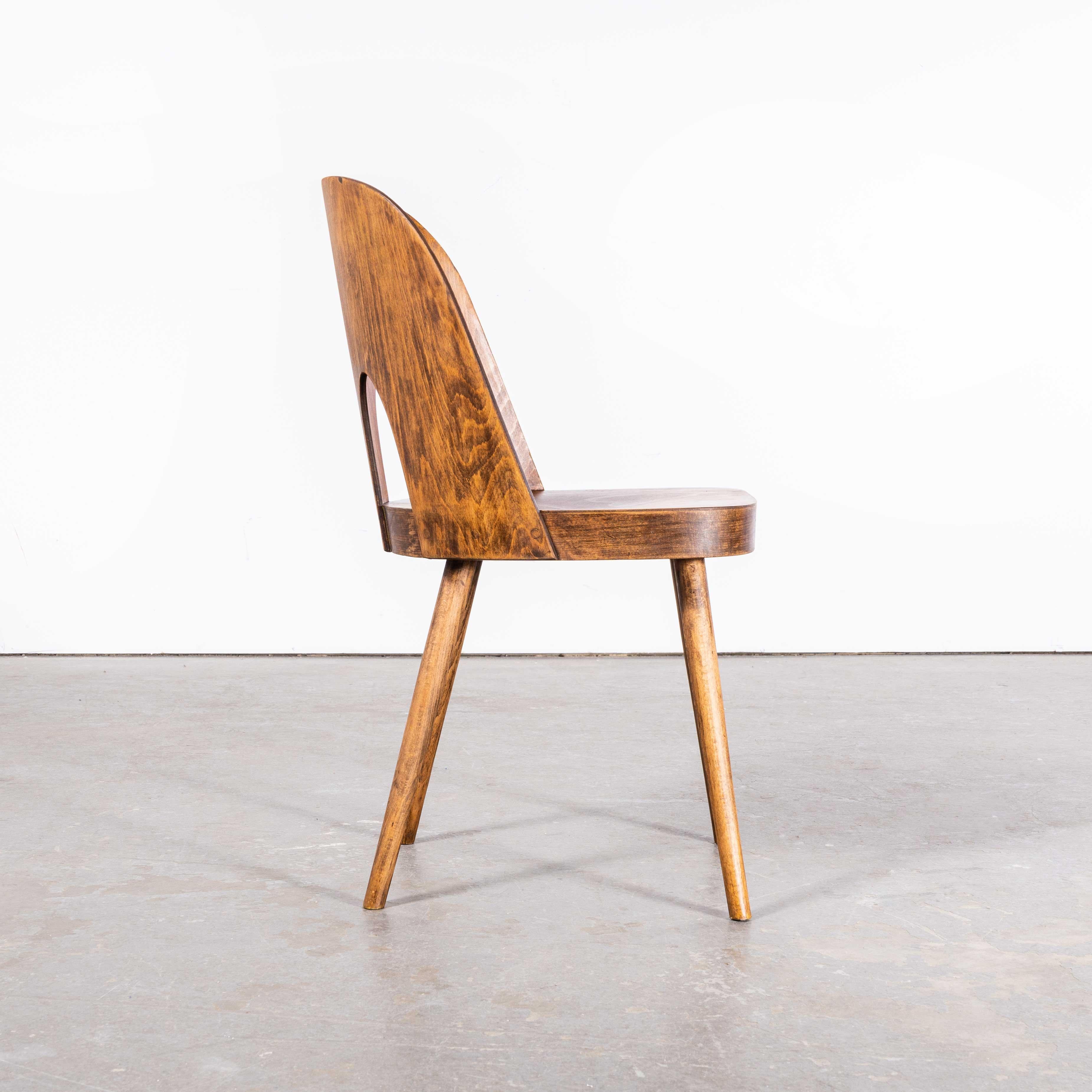 1960s Mid Oak Dining Chair by Antonin Suman for Ton, Double Vent For Sale 1
