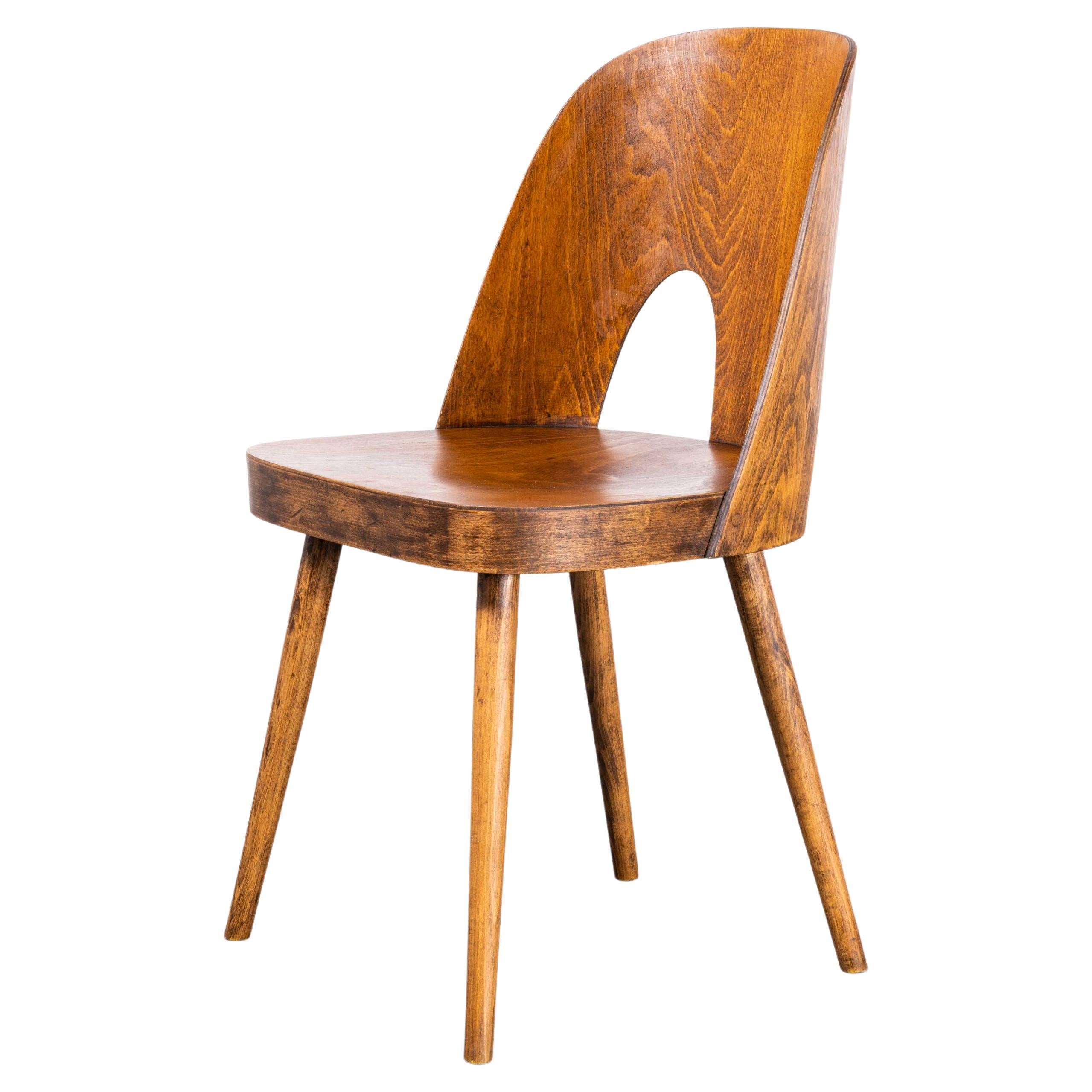 1960s Mid Oak Dining Chair by Antonin Suman for Ton, Double Vent For Sale