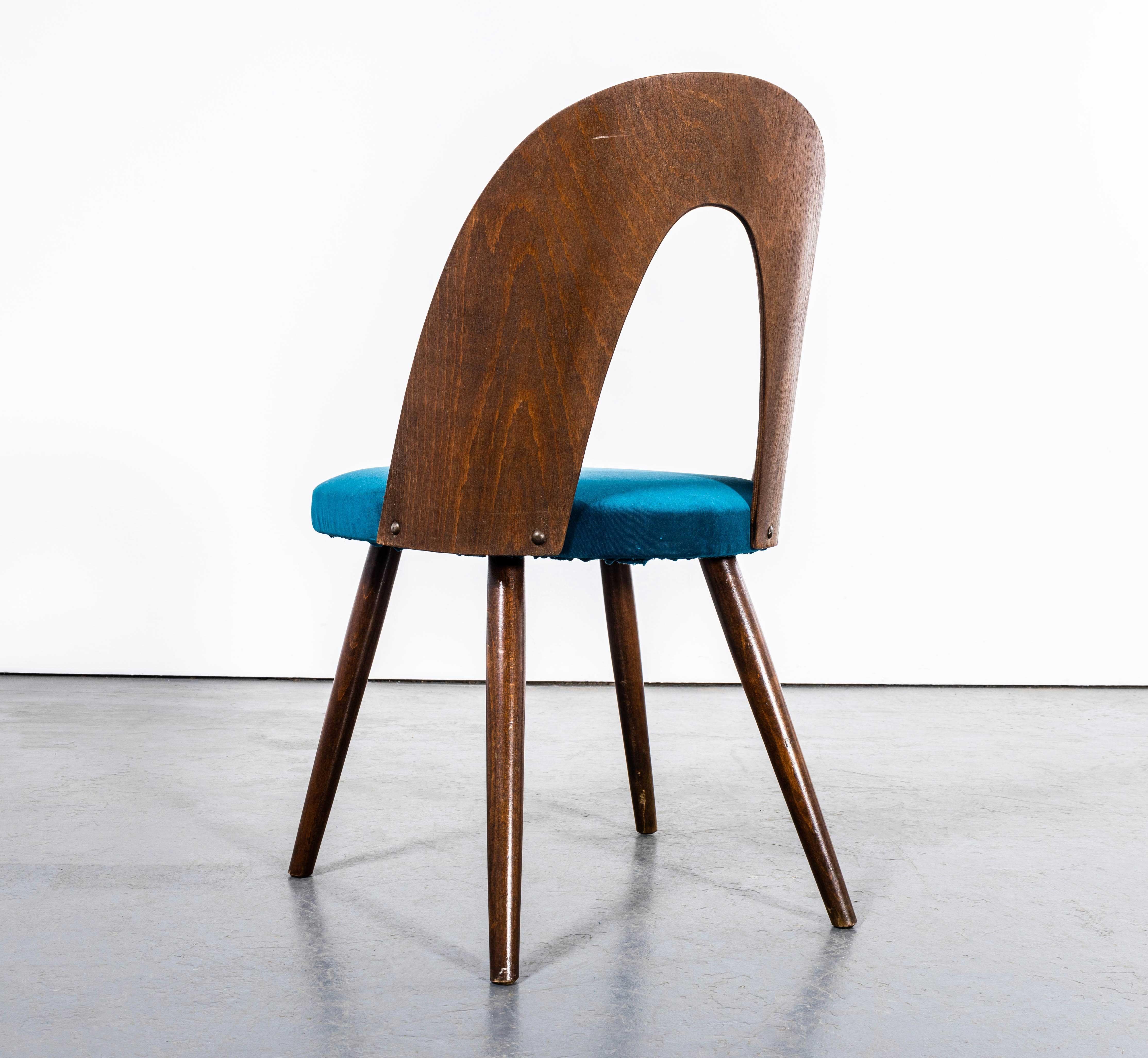1960's Mid Oak Upholstered Dining Chair By Antonin Suman For Ton - Set Of Four 1