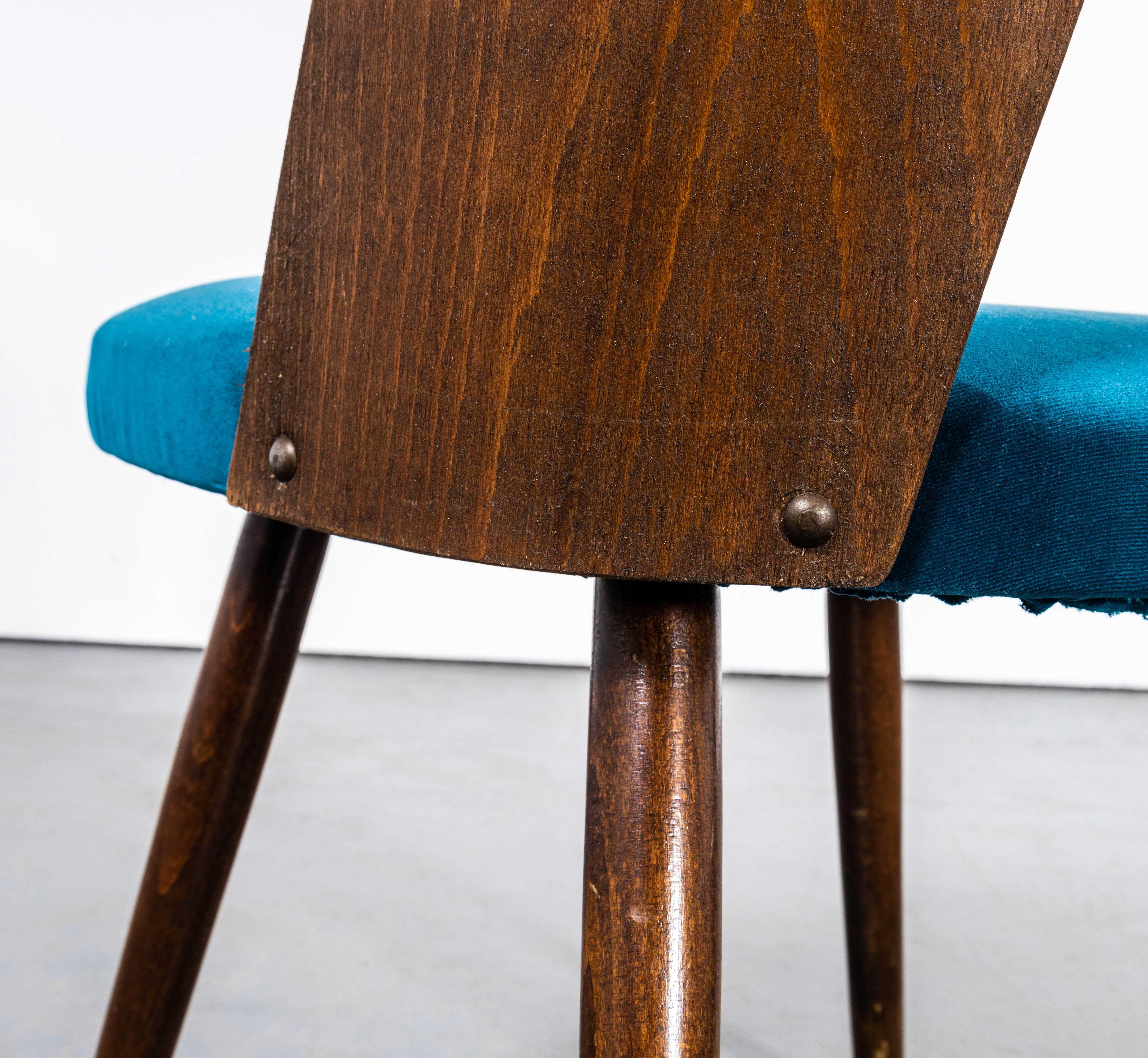 1960's Mid Oak Upholstered Dining Chair By Antonin Suman For Ton - Set Of Four 2