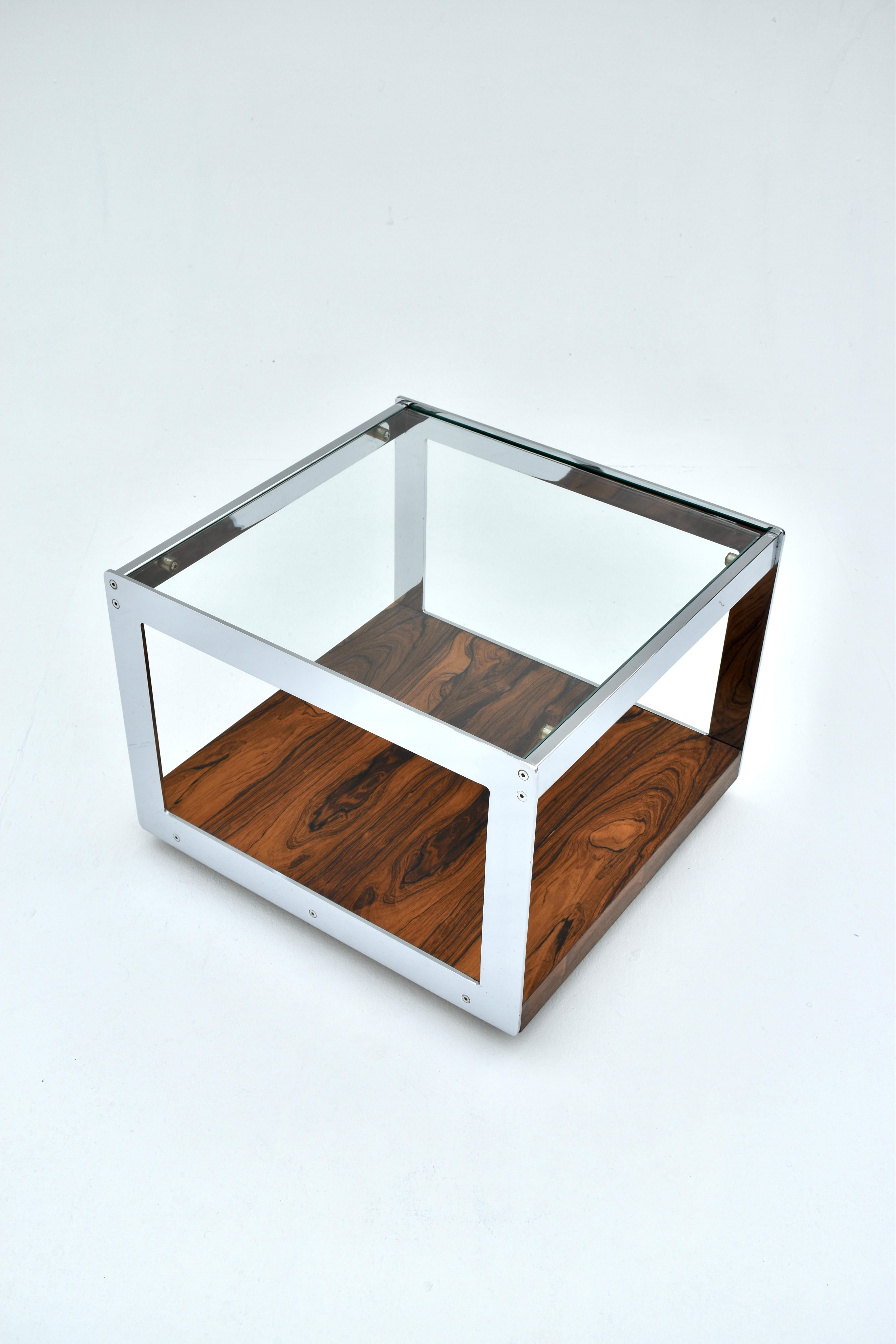 Glass 1960s Midcentury Chrome & Rosewood Merrow Associates Side Table