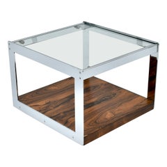 1960s Midcentury Chrome & Rosewood Merrow Associates Side Table