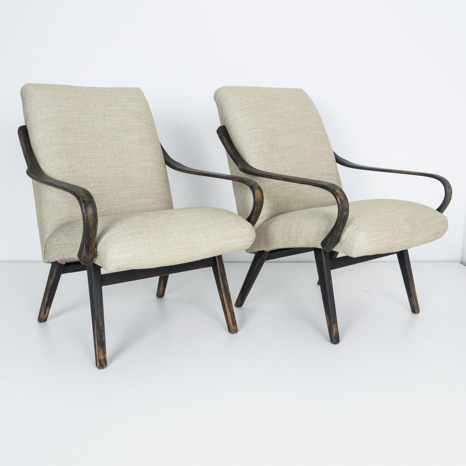 Mid-20th Century 1960s Midcentury Czech Lounge Chairs, a Pair