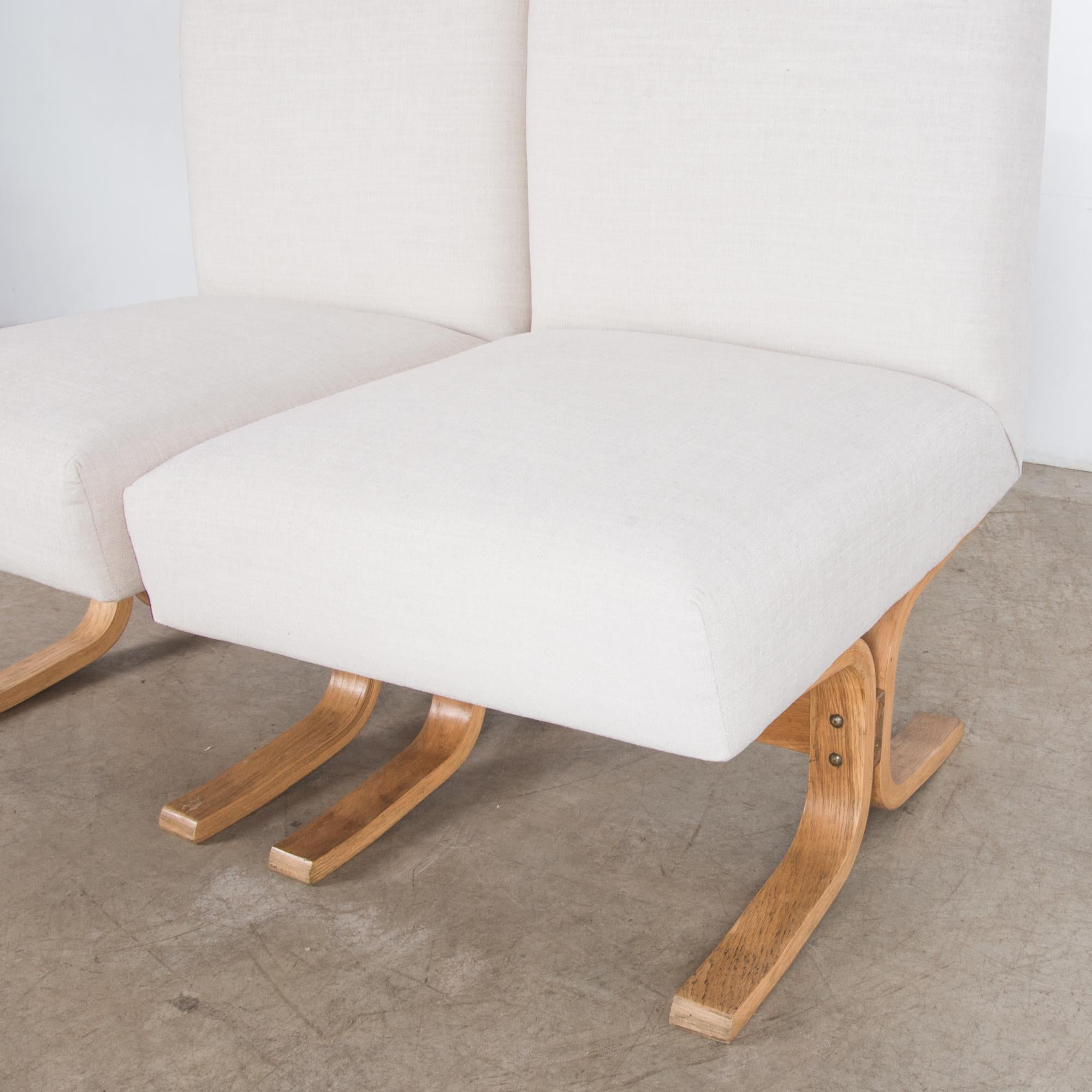 1960s Midcentury Czech Upholstered Lounge Chairs, a Pair 4