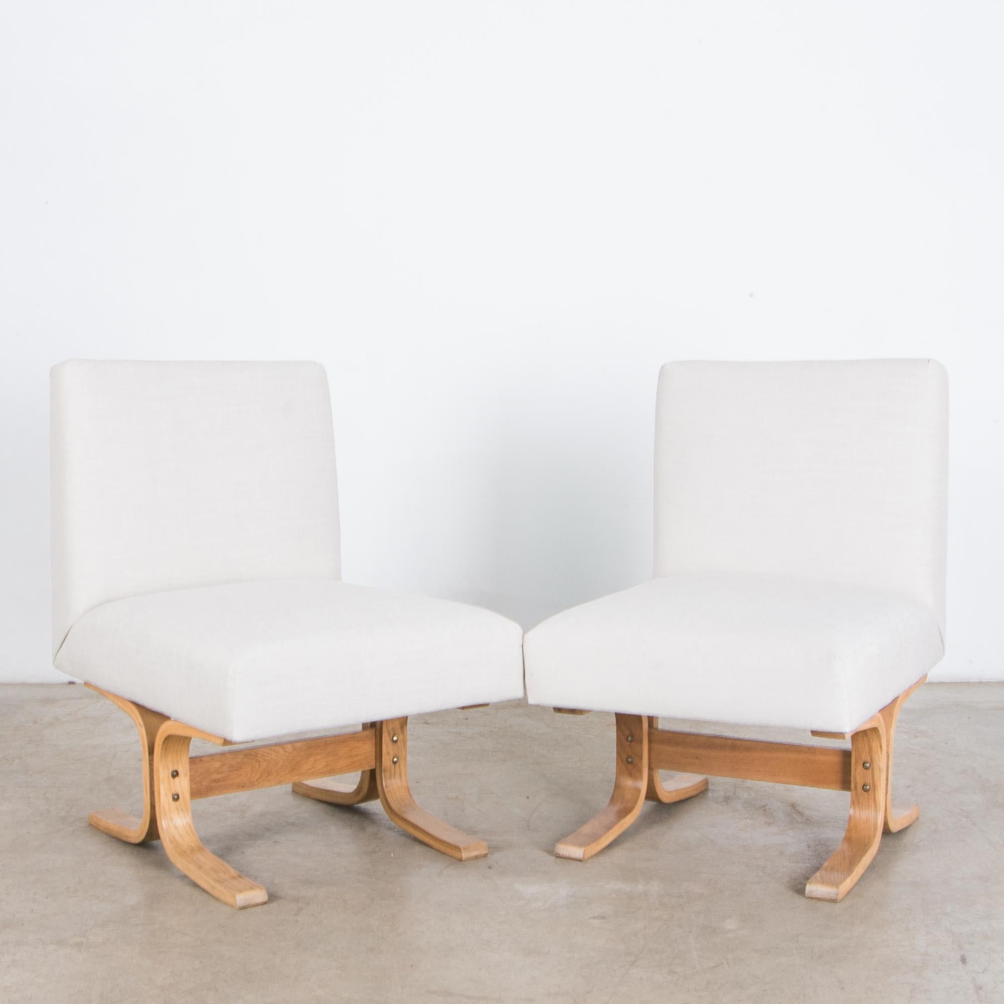 Mid-20th Century 1960s Midcentury Czech Upholstered Lounge Chairs, a Pair