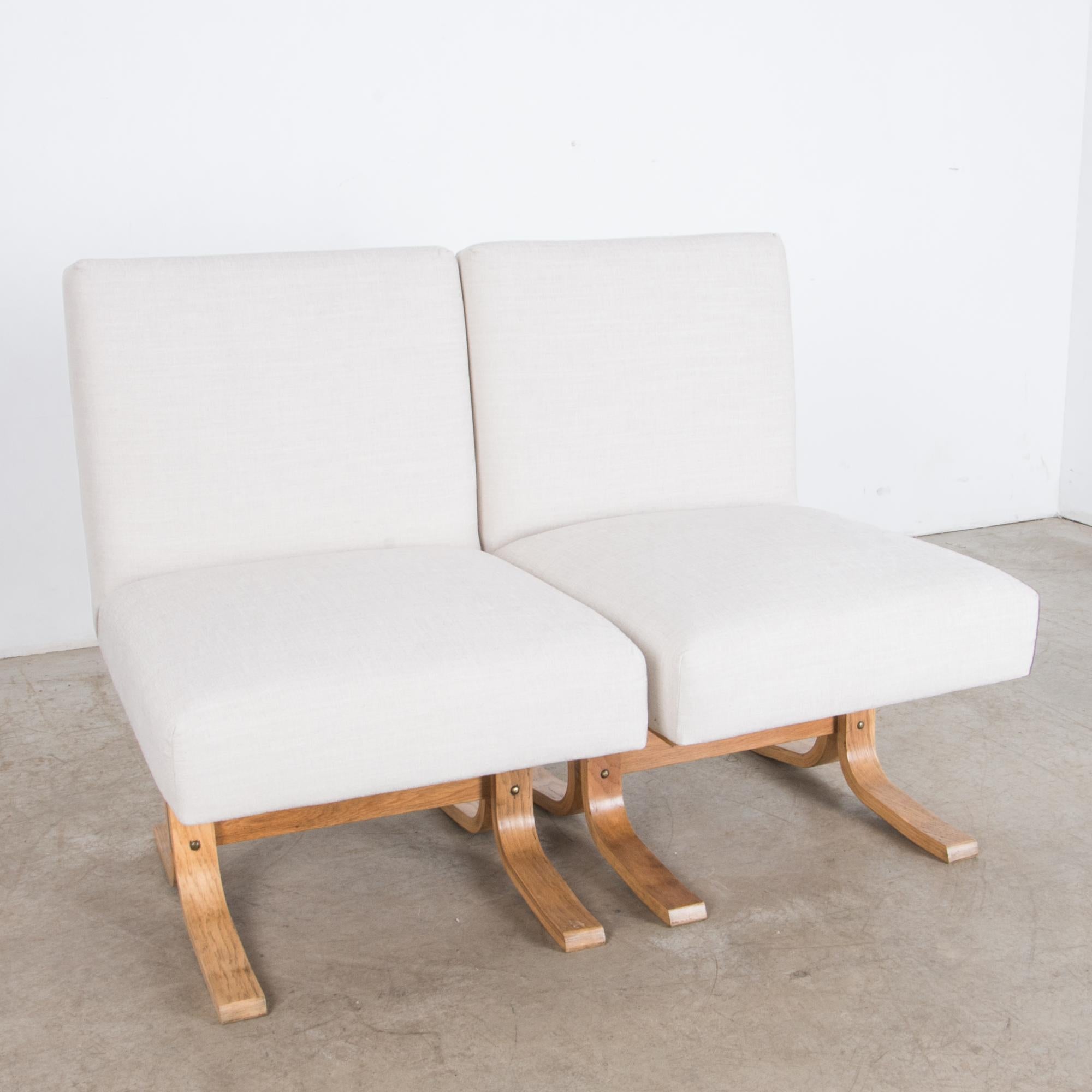 1960s Midcentury Czech Upholstered Lounge Chairs, a Pair 1