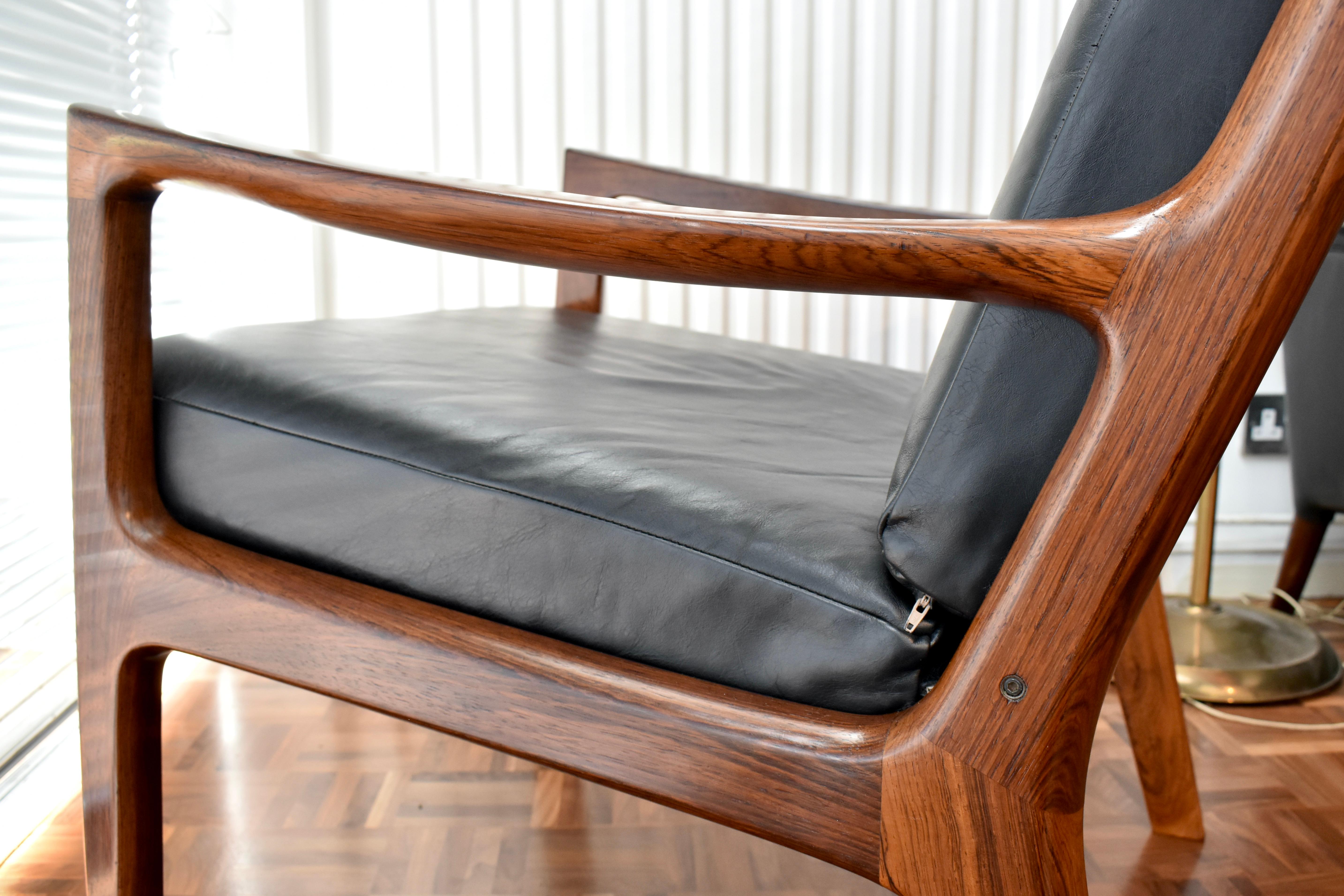 1960s MidCentury Danish Ole Wanscher Rosewood Senator Chair For France & Son For Sale 6