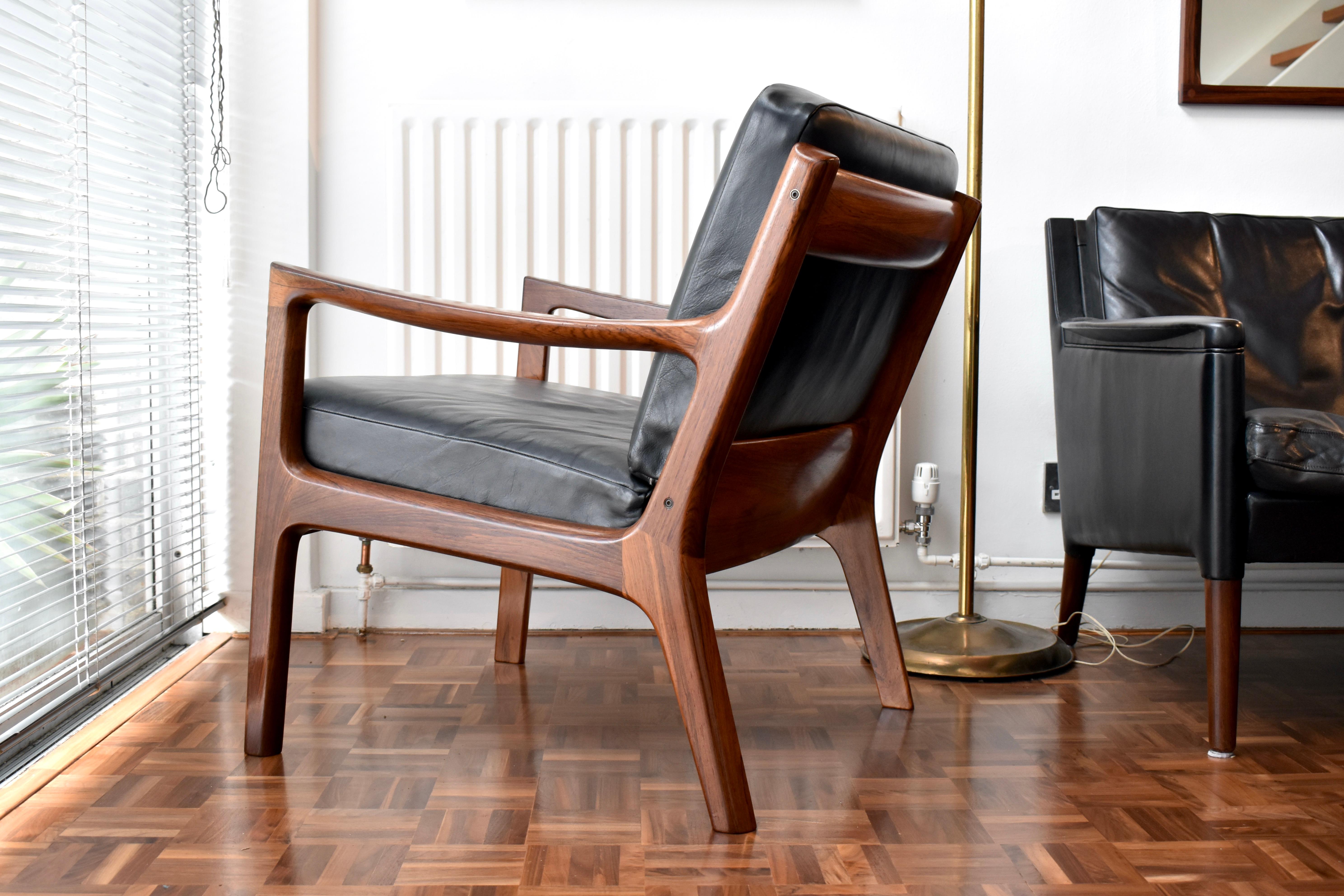 1960s MidCentury Danish Ole Wanscher Rosewood Senator Chair For France & Son For Sale 9