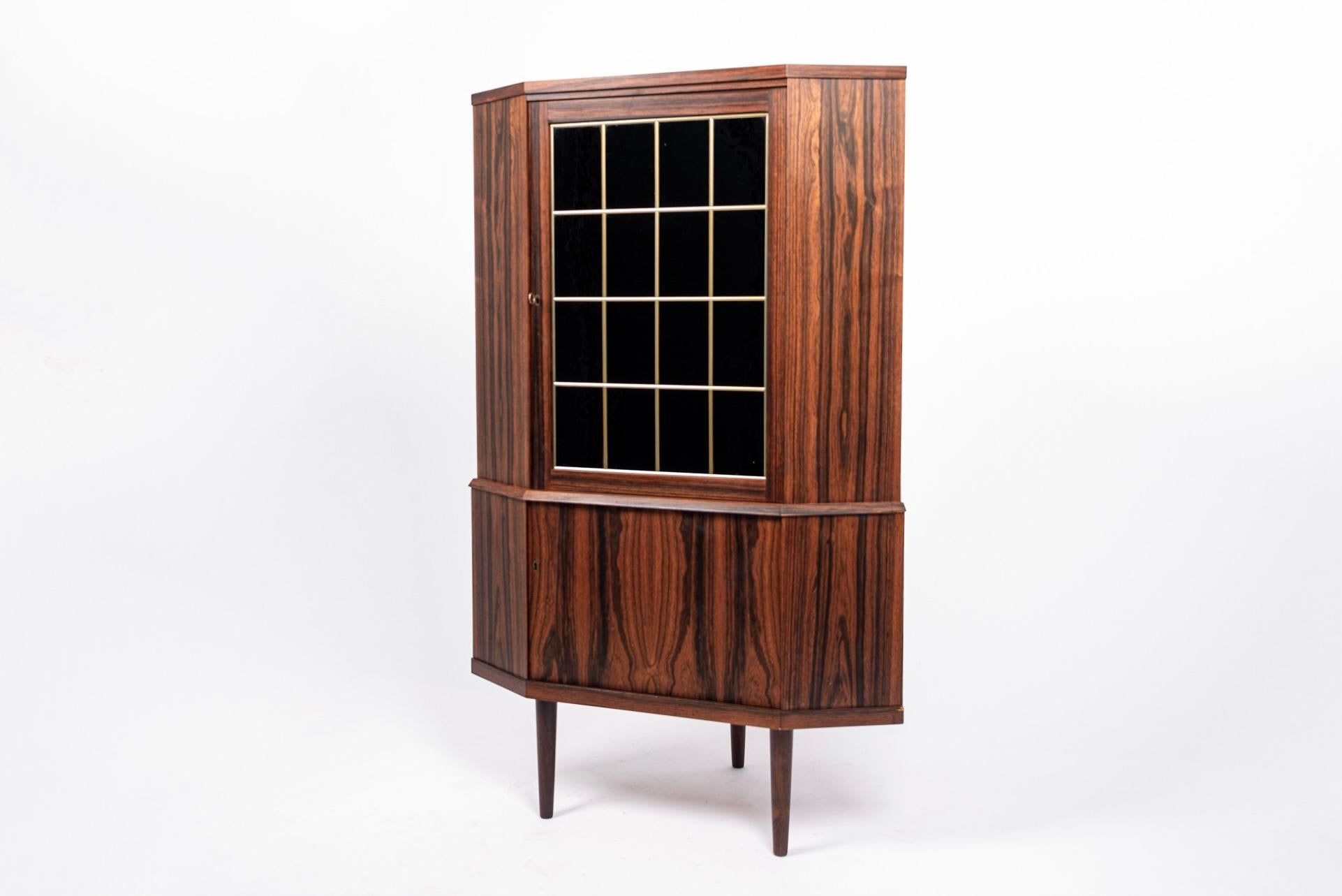20th Century 1960s Midcentury Danish Rosewood Corner Bar Cabinet For Sale